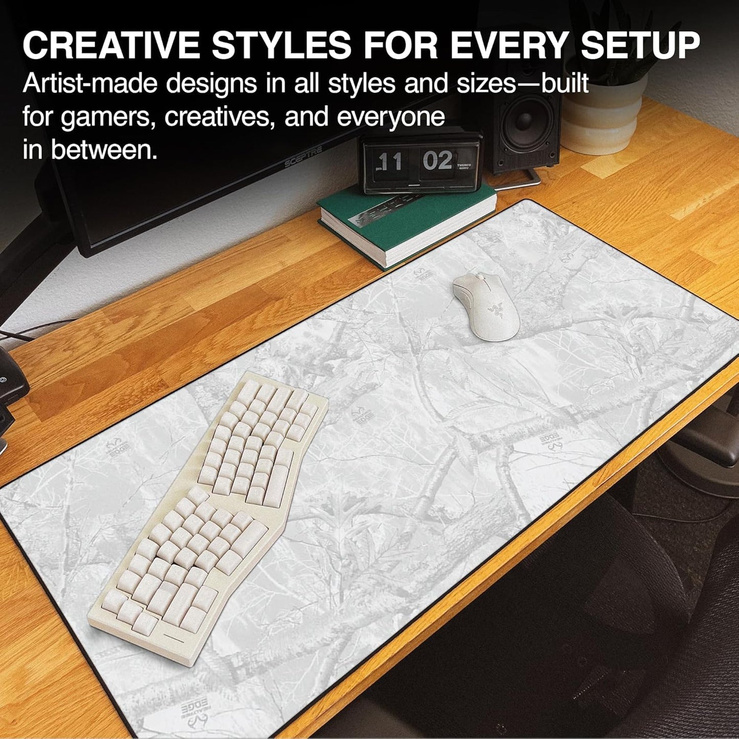 MPCO. Dark Fantasy Large Gaming Desk Pad - 36" x 17" Duraglyde Fabric Thunder’s Wrath Keep Desk Mats - Non-Slip, Washable, Smooth Glide for Precision Gaming & Work