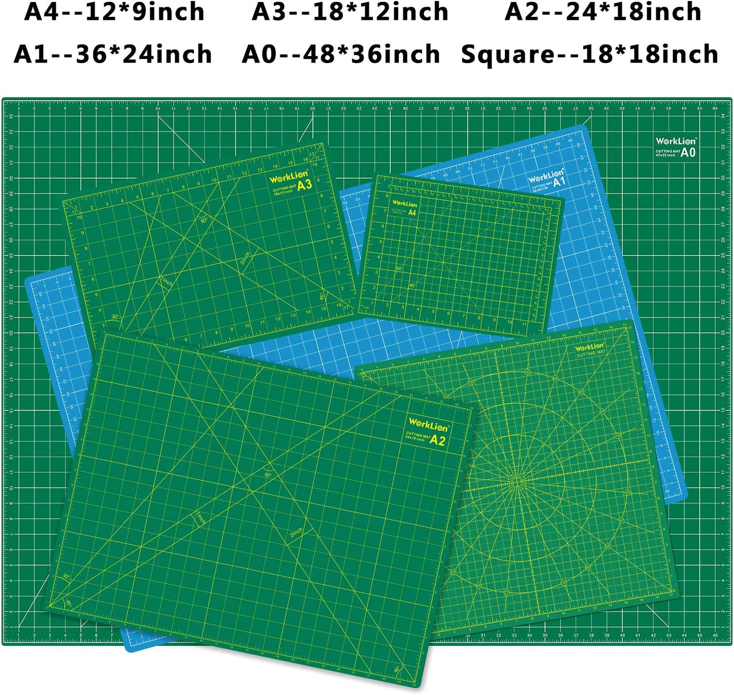 WORKLION 18'' x 24'' Large Self Healing PVC Cutting Mat, Double Sided, Gridded Rotary Cutting Board for Craft, Fabric, Quilting, Sewing, Scrapbooking - Art Project…