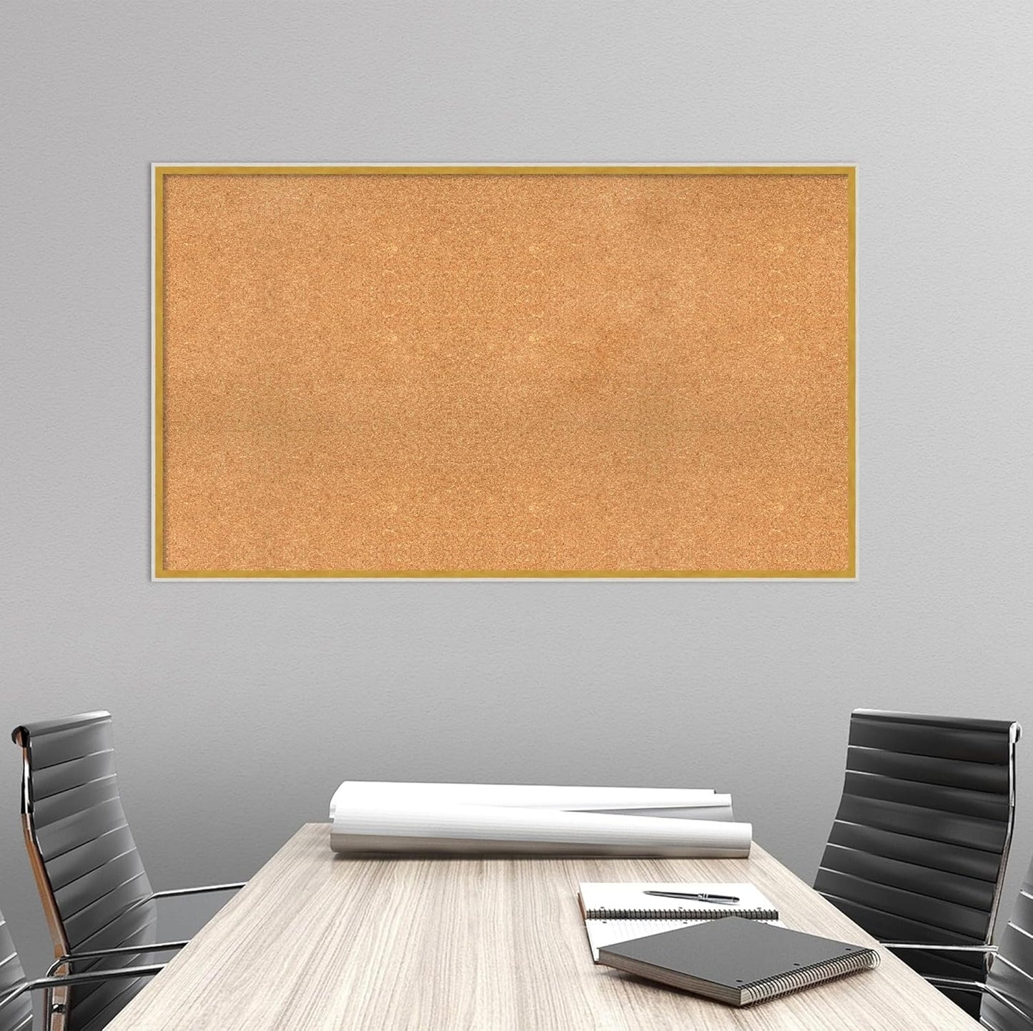 Amanti Art Natural Cork Board for Wall, 29x49 Vision Board with White Frame, Oversize Corkboard Office Decor for Home Organization, Modern Corkboard Pinboard to Display Items for Home Organization in
