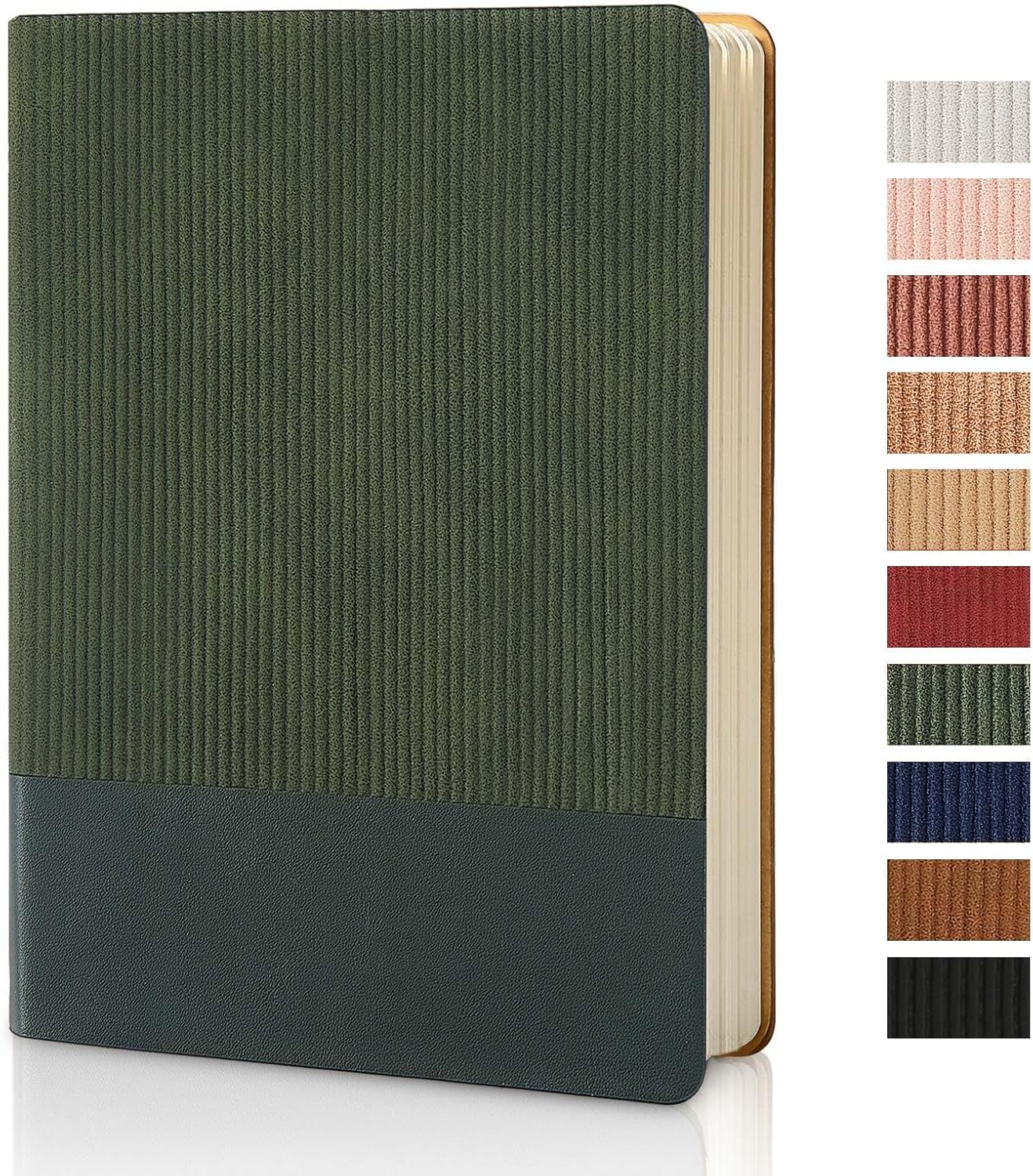 Lined Journal Notebook for Work College Ruled Note Book 5.79"x8.27"A5 PU Leather Daily Journaling 216 Pages for Women Men Writing Home School Supplies Business (A5 Lined 216pages, 03-Dark Green)