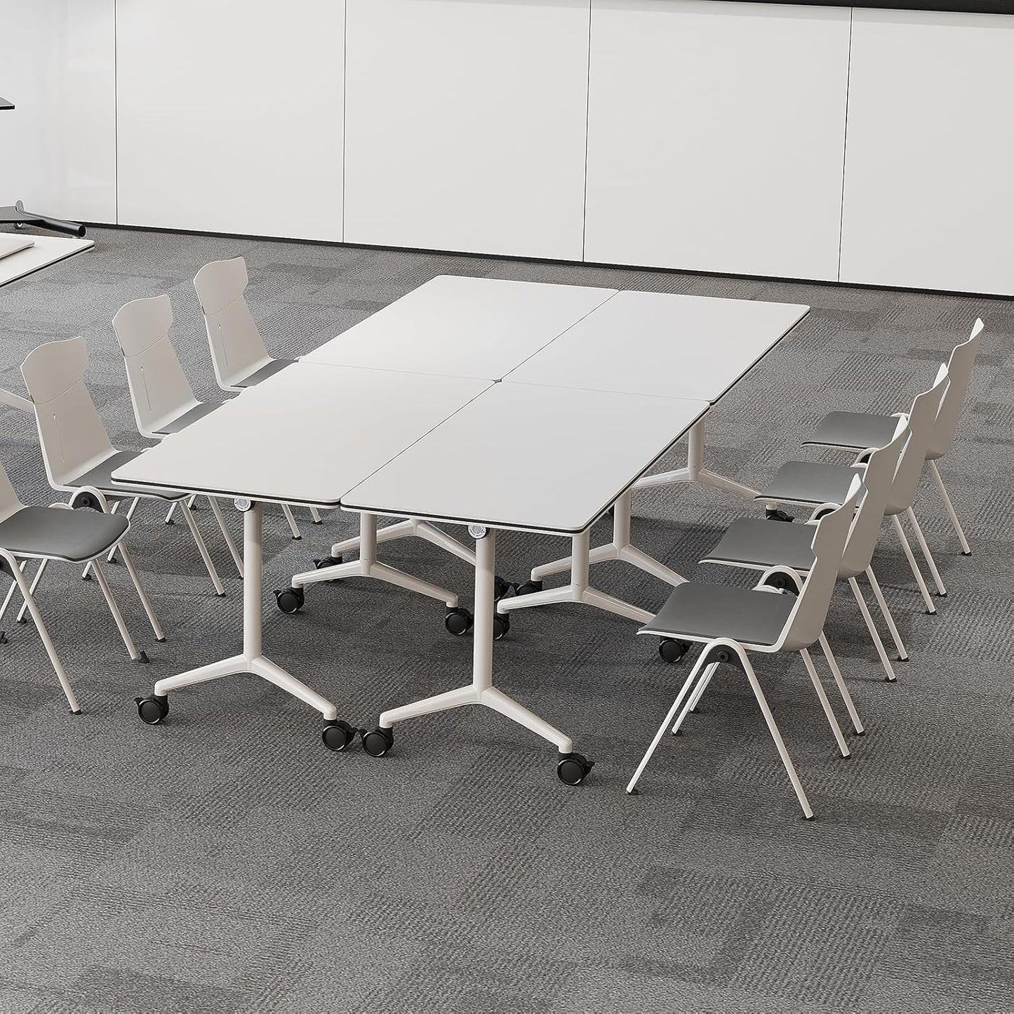 Folding Conference Room Tables 6 Pack, Foldable Modern Mobile Meeting Table Desk Training Table 6FT Large Rolling OfficeTable for Conference Training Classroom (6, 55" * 23.6" * 29.5")