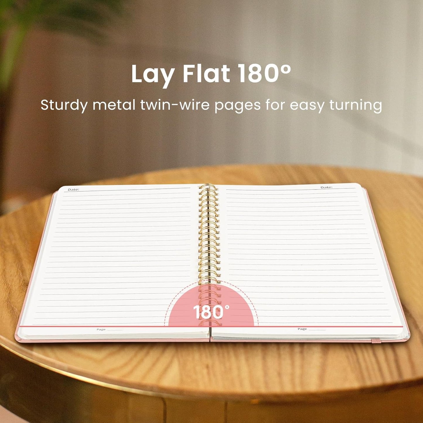Taja Lined Spiral Journal Notebook for Work, 6 Pack, 140 Pages, College Ruled Hardcover Notebook Journal for Women, 6 Pcs, Journals for Writing, A5(6"x8") - Pink