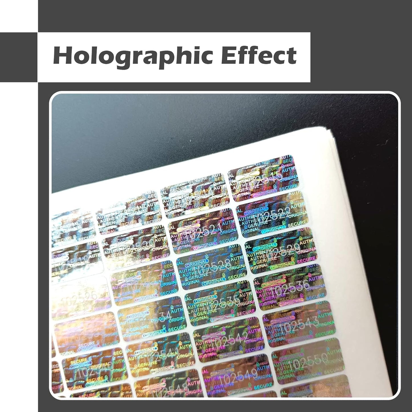 650pcs Tamper Proof Hologram Stickers Security Seal Labels Genuine Guarantee Warranty Void Labels with Unique Serial Number Tamer evident Sticker(0.8x0.4inch)