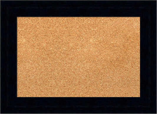 Amanti Art Natural Cork Board for Wall, 16x22 Vision Board with Black Wood Frame, Small Corkboard Office Decor for Home Organization, Modern Corkboard Pinboard to Display Items for Home Organization