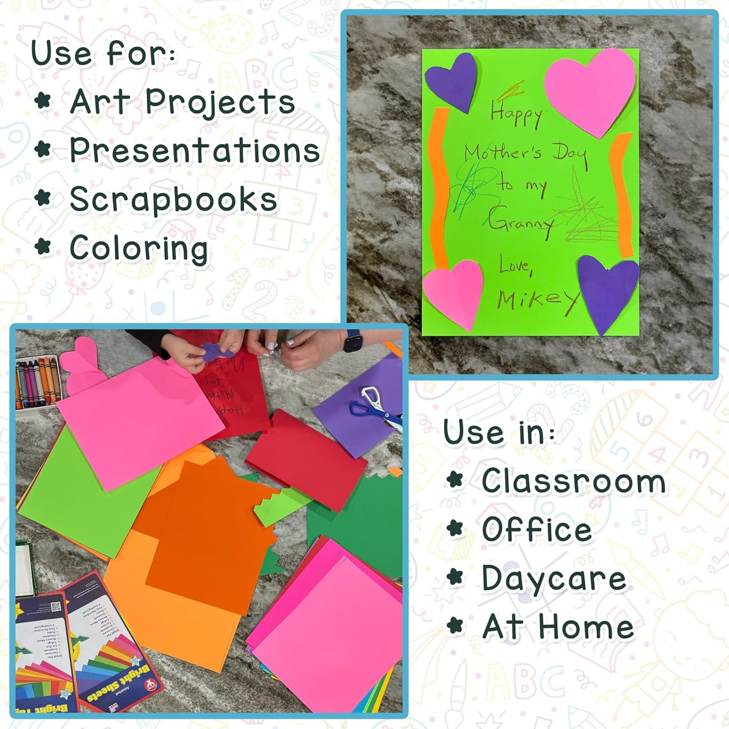 Hygloss Products Bright Colored Cardstock - 144 Sheets - 8.5x11 Card Stock Paper- 10-12 Bright Colors