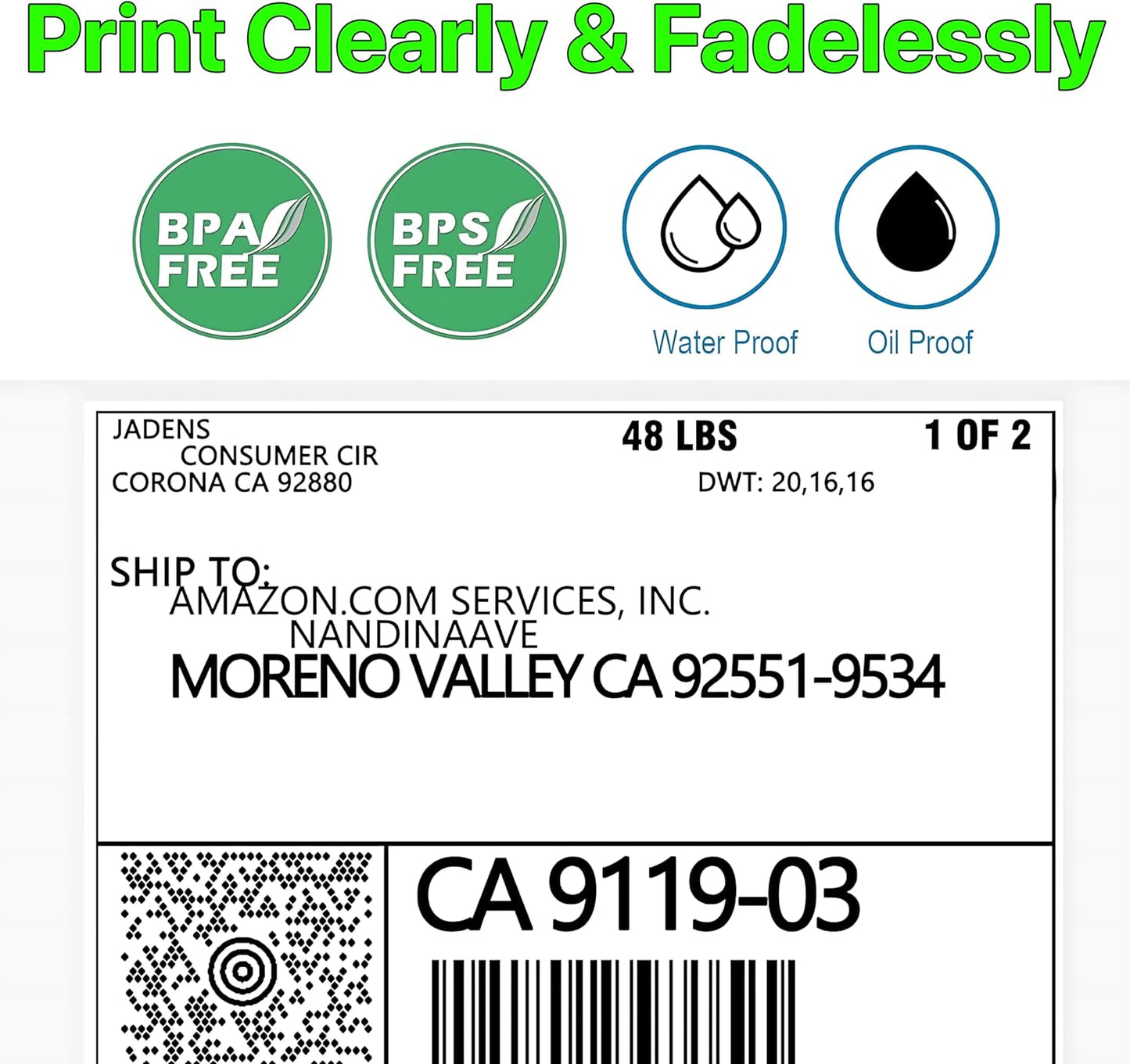 Fanfold [4 x 6 inch] x [500 Labels] Thermal Stack Direct White Strong Adhesive Perforated Postage Shipping Printer Compatible with Zebra SNBC Epson Rollo (500 Labels, Fanfold)