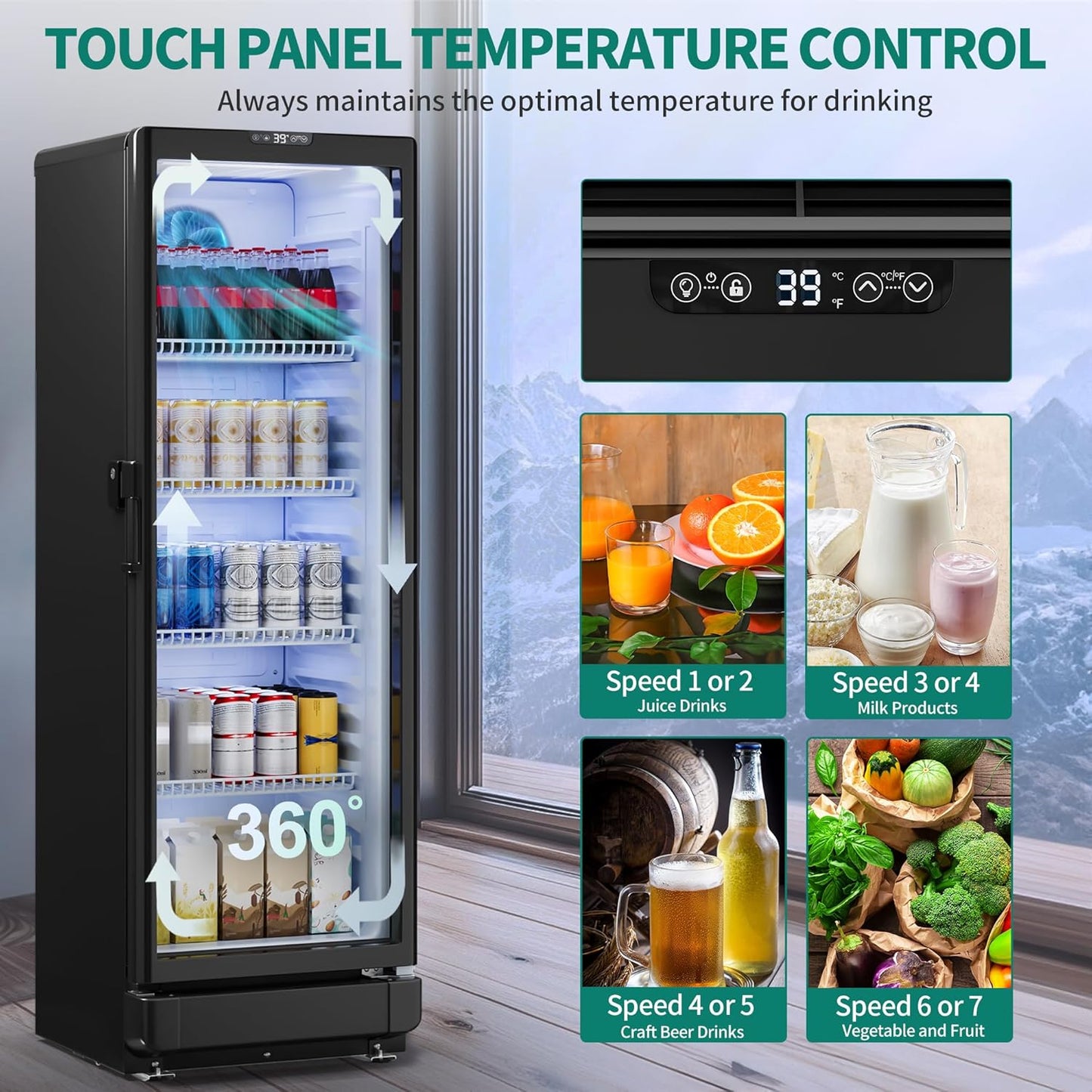 YITAHOME 8.5 CU.FT. Commercial Beverage Display Refrigerator with Single One Glass Door, Drink Beer Fridge Cooler for Office Garage Bar Gym with Locking, Led & 2 Keys