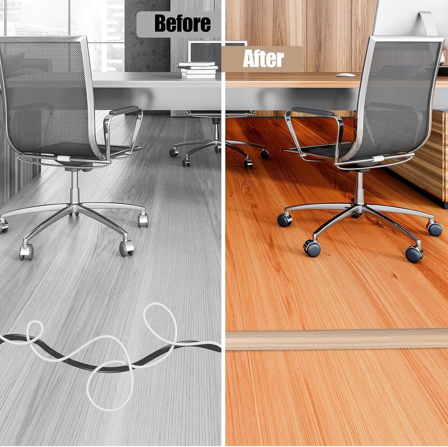 Floor Cord Cover Self Adhesive Cord Hider,20FT Cable Management, Extension Strip Protector for Wires, Prevent Cable Trips for Offices, Gyms, Exhibitions Cavity:0.39"(W) x 0.27"(H) WoodLightyellow