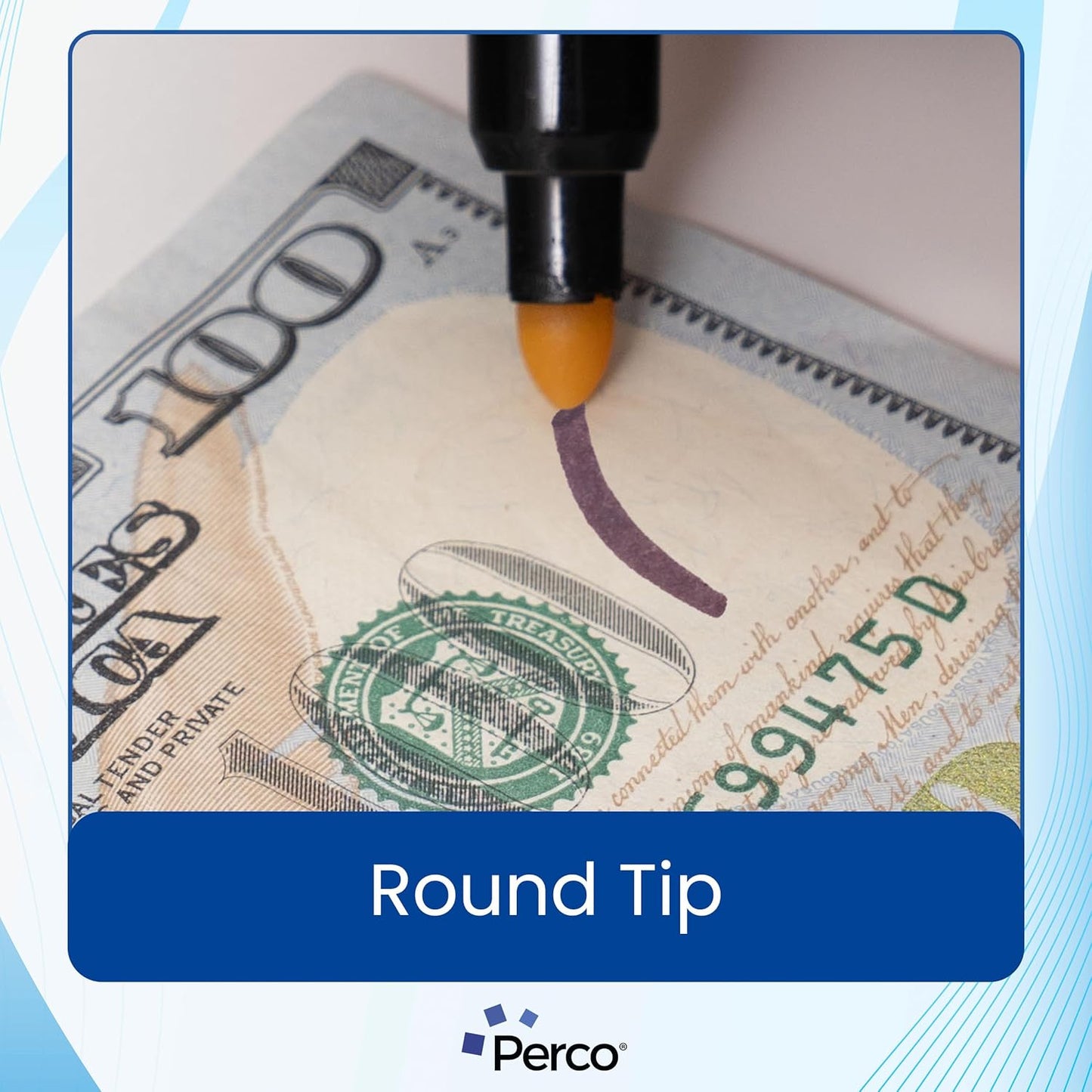 Perco Counterfeit Money Detector Pen - Easy to Use and Reliable Universal Currency Fake Bill Checker for Personal & Commercial Use - Ensures Authenticity & Prevents Fraud