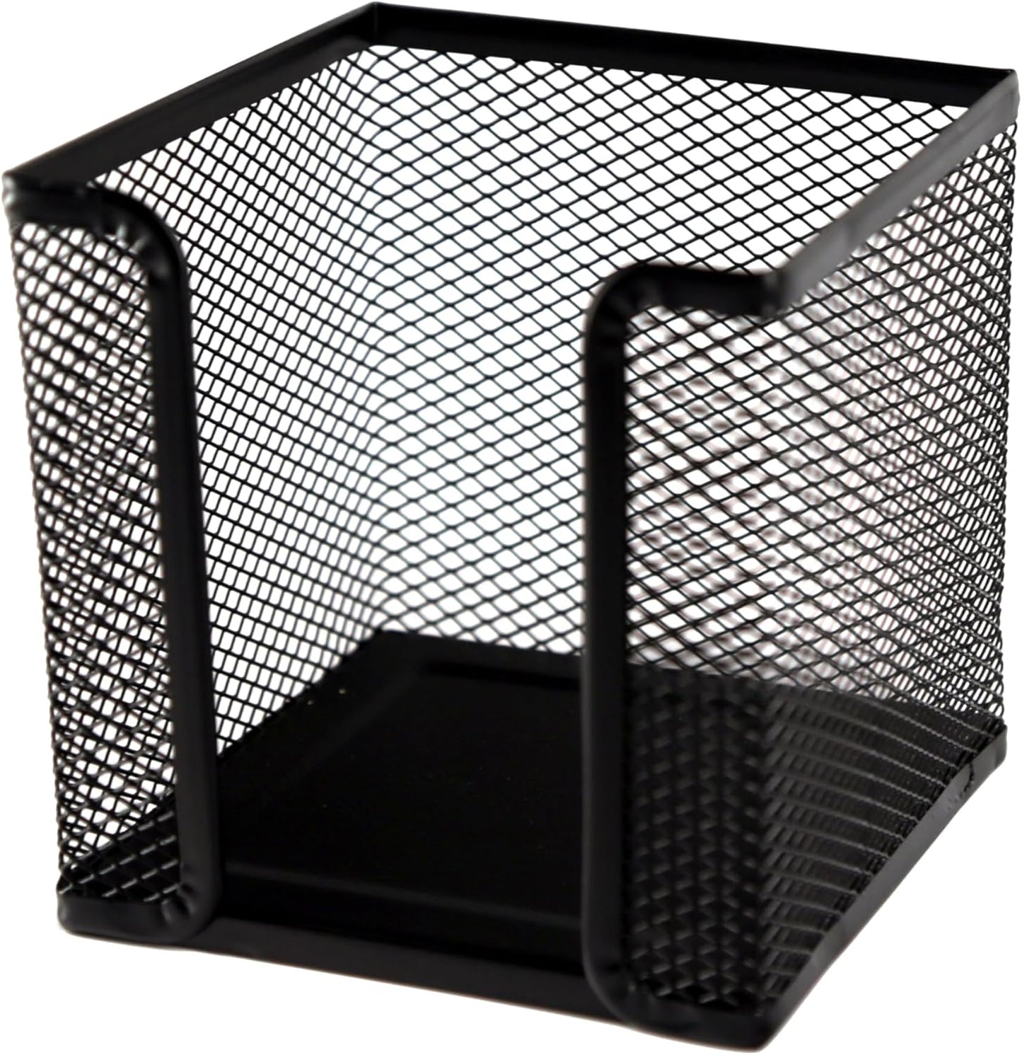 Huron Desktop Desk Sticky Note Pad Memo Note Cube Holder Dispenser for Office Home School, Black Metal Mesh (1/4/24/72) (4 pc)