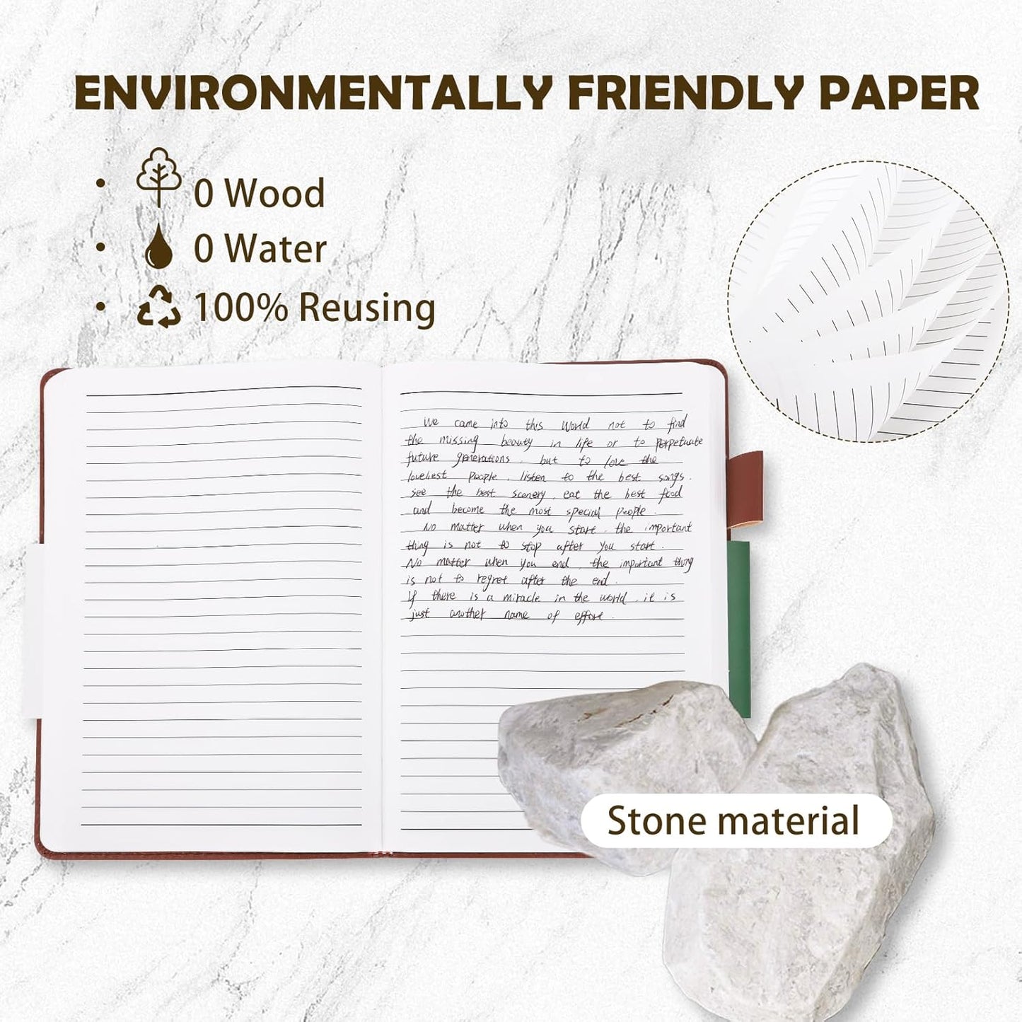 Stone Paper Notebook for Women Men, A5 Waterproof Notebook Hardcover Executive Journal, Ruled Notebooks for Writing, Business, Work ＆ School, 160 Pages Notebook with Box (A5 Green)