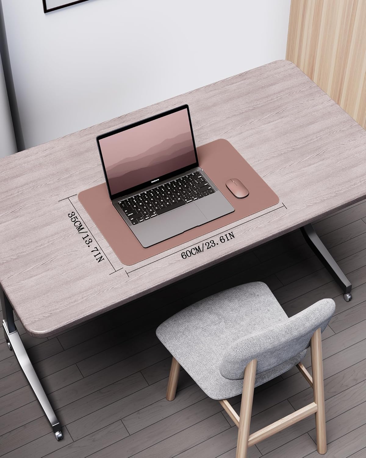 YSAGi Double-Sided Desk Pad, 23.6"x13.7" Leather Desk Mat, Eco Cork Desk Pad Protector, Large Mouse Pad for Desk, Waterproof Desk Blotter Pad, Desk Writing Pad for Office Work/Home(Pale Mauve/Cork)