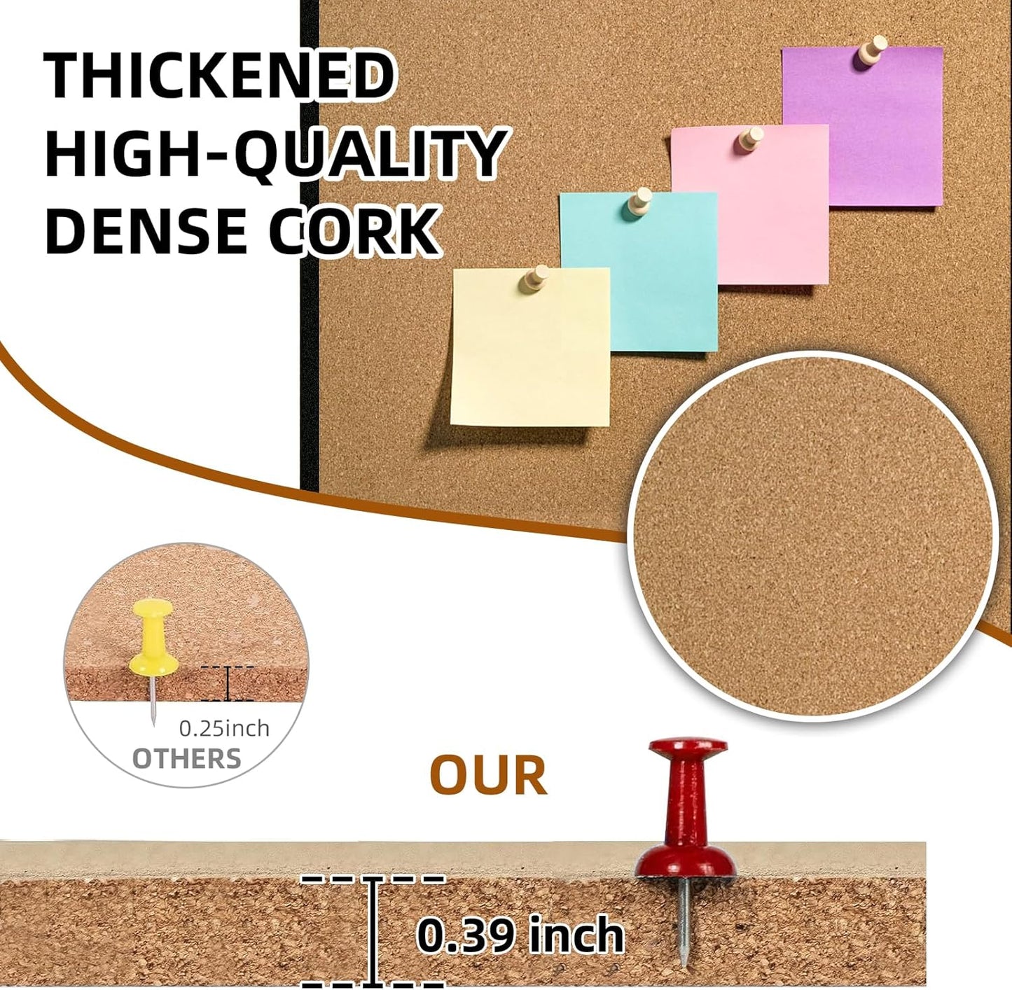 20” x 28” Cork Boards for Walls with Black Wooden Frame 1pack, Whiteboard and Cork Board Combo Double Sided Office Board for Wall Organizer, Bulletins Board Hanging Pin Board for School Home Office