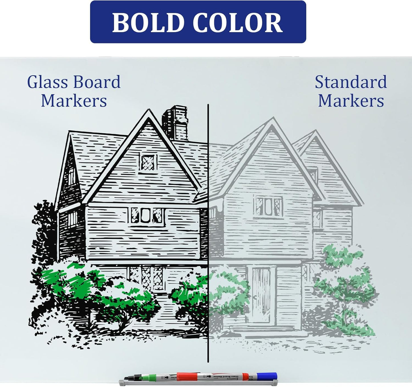 Comix Glass Board Dry Erase Markers, Low Odor Whiteboard Markers, Chisel Tip, 4 Assorted Classic Colors, 36 Pack