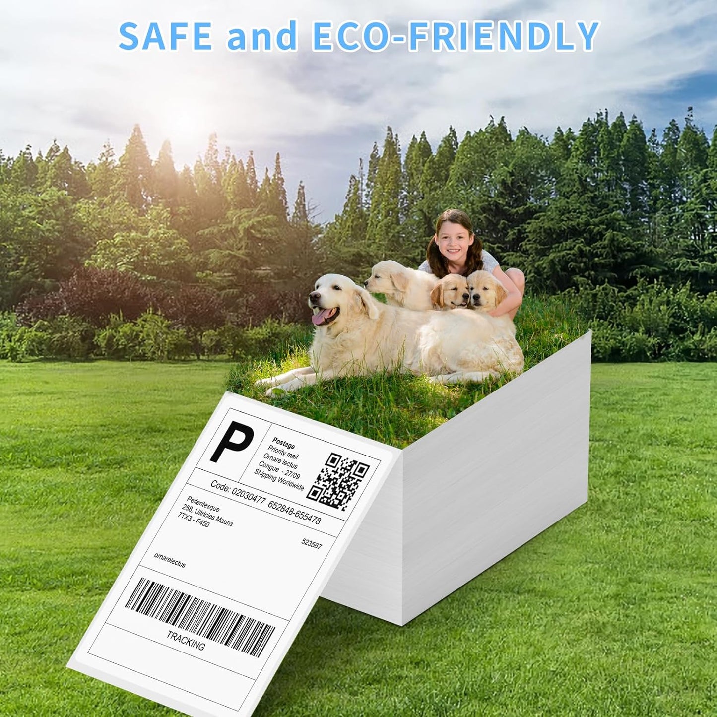 Direct Thermal Label-Shipping Label 4x6-NefLaca Thermal Printer Sticker 4"x6"-Mailing Label,Compatible with Rollo,Nelko,Zebra. MUNBYN Printer,Fanfold Shipping Label(4 Packs of Total 8000 Labels)