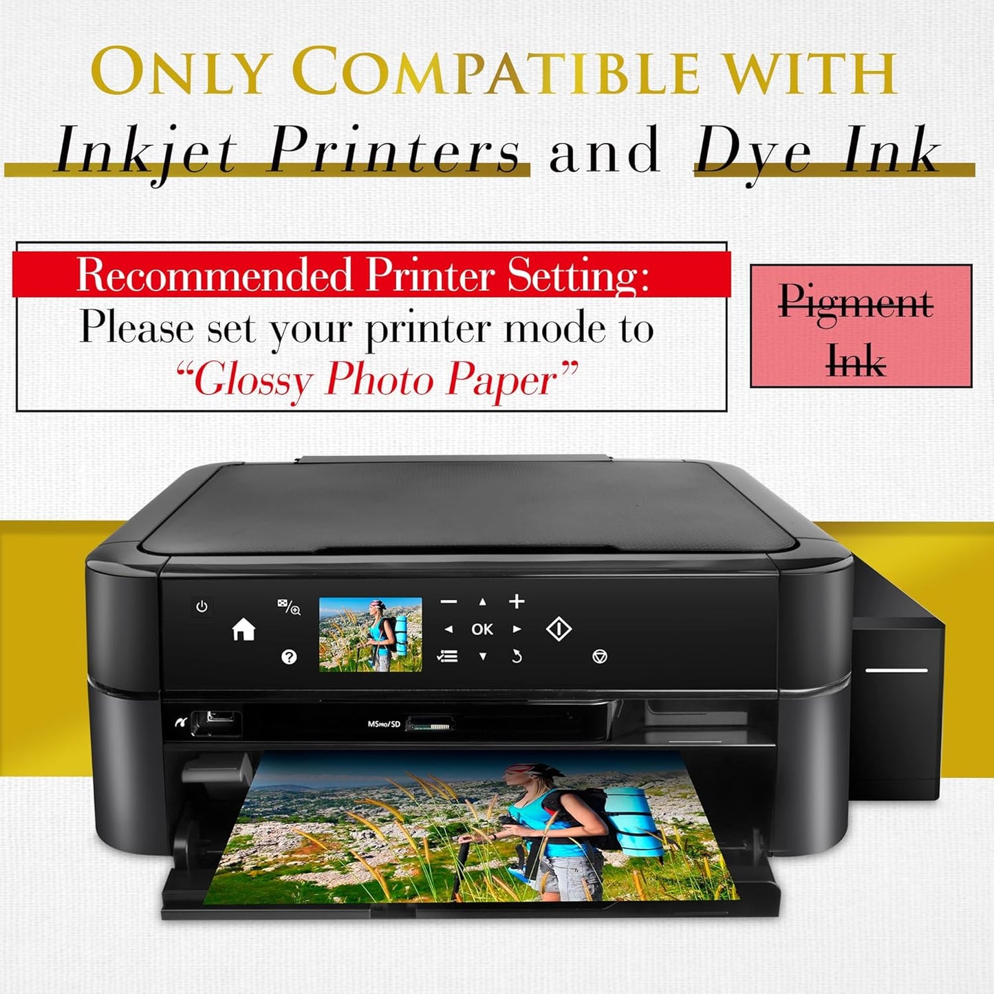 A-SUB Inkjet Glossy Photo Paper 11X17 Inches 48lb 180gsm Professional Glossy Photographic Paper for Inkjet Printers Dye Ink 100 Sheets
