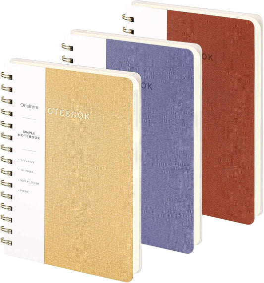 Lined Spiral Notebook College Ruled A5 Journal Book for Note Taking, 160 Pages Writing Journal for Office and Home School Supplies 5.75 x 8.125 inch (Brown Khaki Violet)