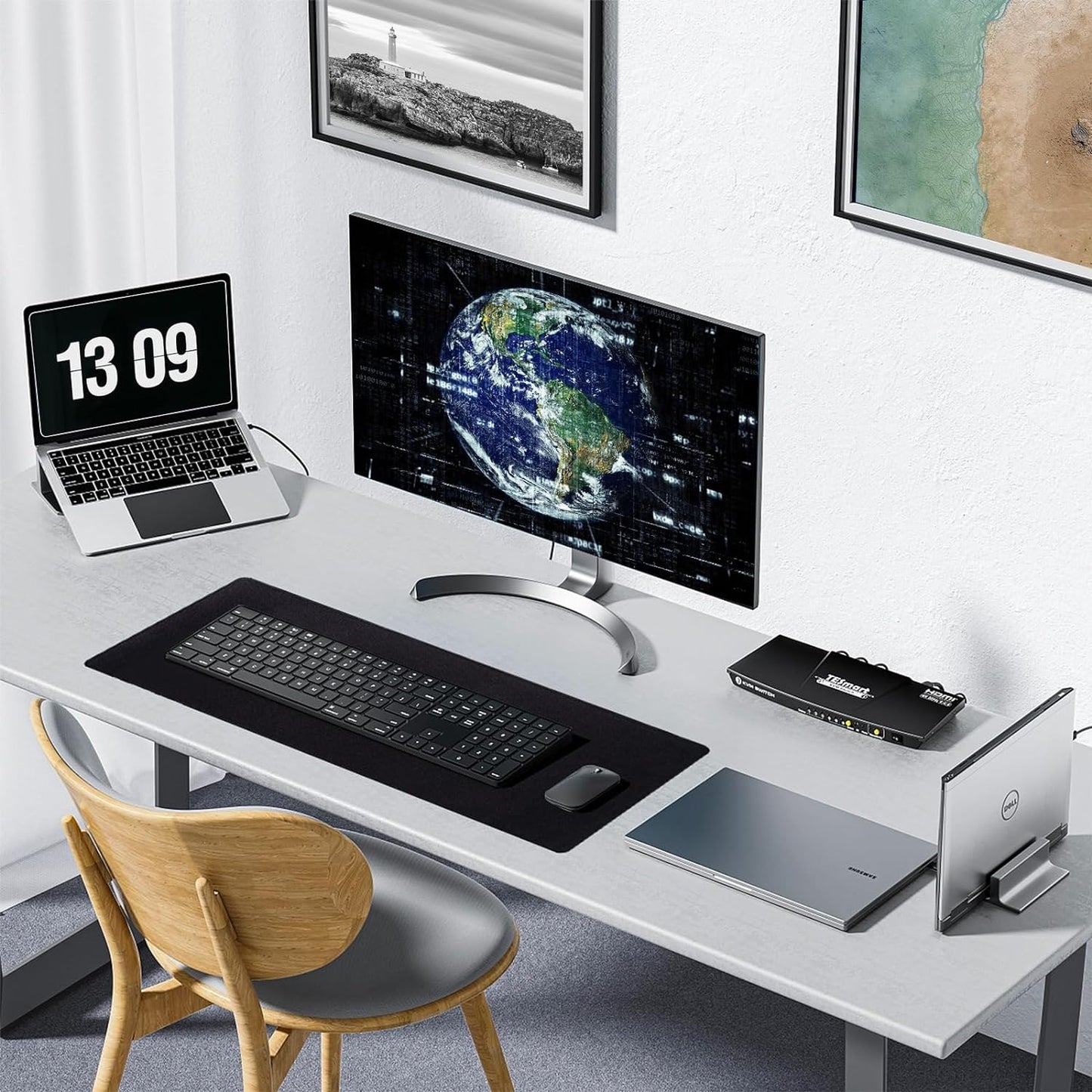 Waterproof Large Gaming Mouse Pad with Durable Stitched Edges, Non-Slip Rubber Base, Grainy Jacquard Mouse Mat Desk Pad for Home Office Gaming, 27.5"*11.8"*0.12", Black