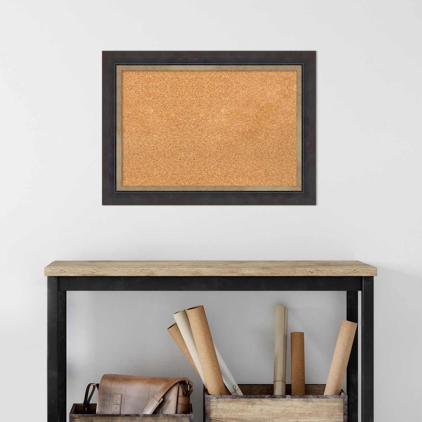 Amanti Art Natural Cork Board for Wall, 21x29 Vision Board with Black Wood Frame, Medium Corkboard Office Decor for Home Organization, Casual Corkboard Pinboard to Display Items for Home Organization
