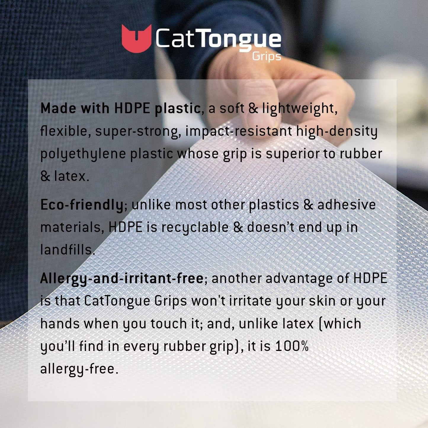 CatTongue Grips Non-Adhesive Anti-Slip Mat - Multi-Purpose Non-Slip Pad for Countertops, Desks, Tables & Workspaces - Ideal Desk Mat, Drawer Liner, Laptop Pad & More (Black, 8” x 12”)