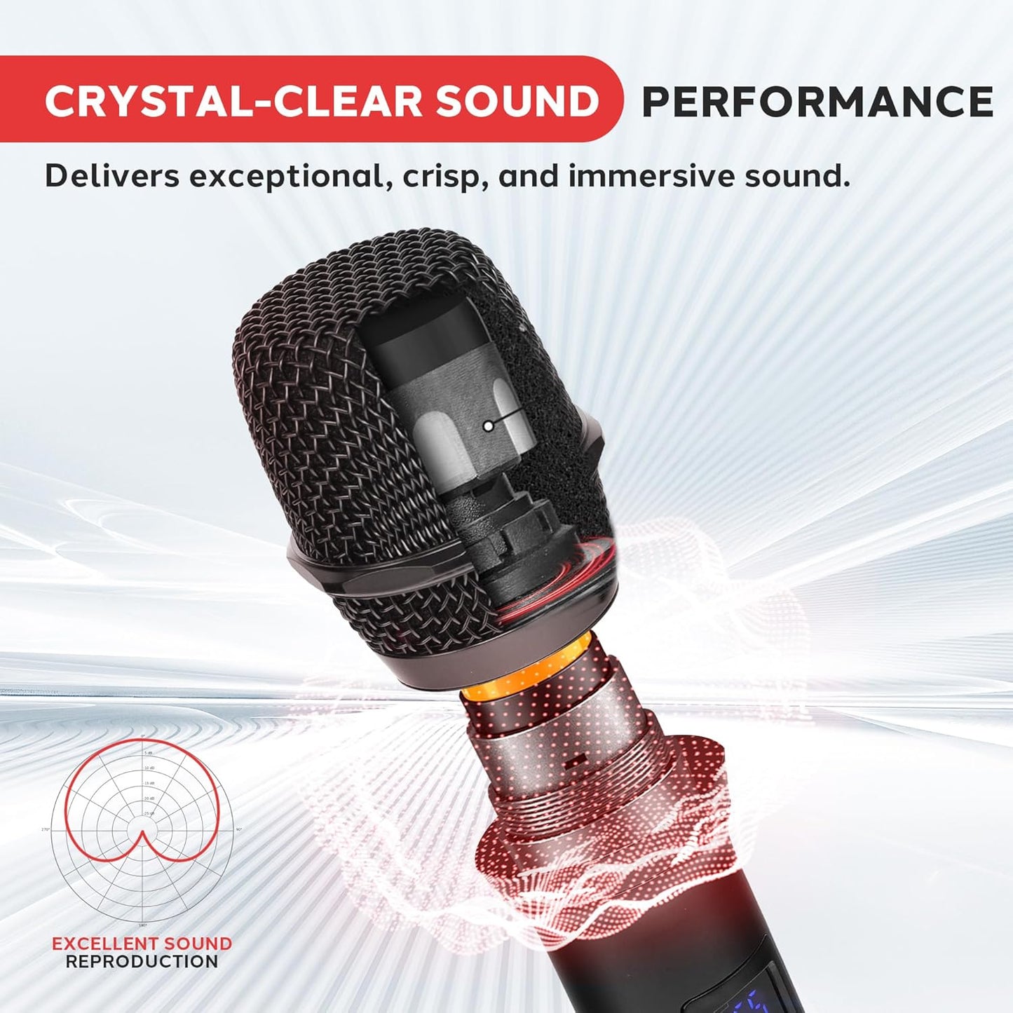Pyle Digital Wireless Microphone System with Bluetooth - Includes 2 Dynamic UHF Handheld Mics, Portable Long-Range Receiver w/Built-in Echo Effect - for Live Pro Audio, Karaoke, Studio - PDWM813BK
