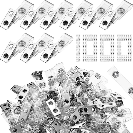 Seajan 3000 Pcs Metal Badge Clips Bulk Double Hole Name Tag Clips with Clear PVC Straps Alligator ID Strap Clips for ID Cards Holders Office School Supplies