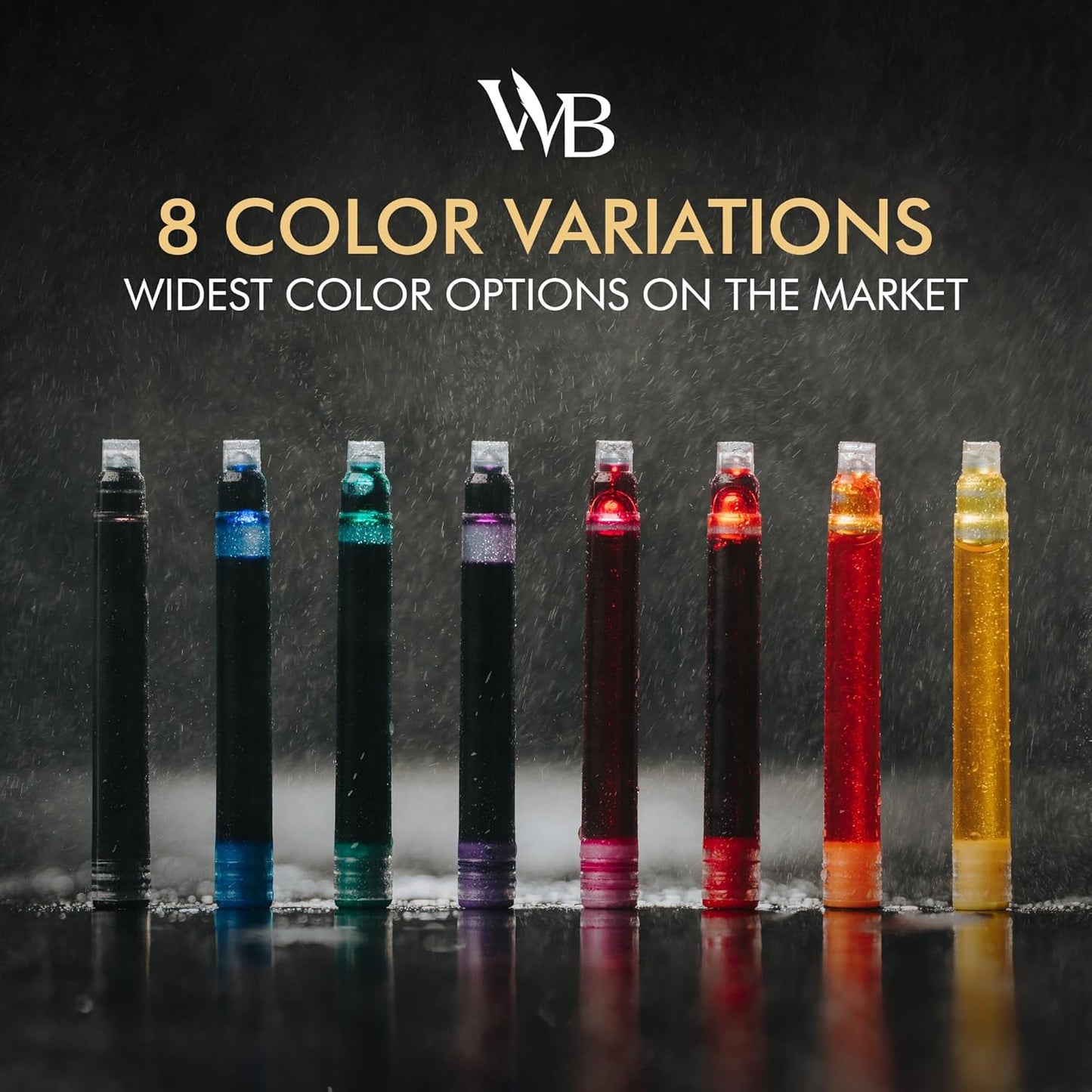 Wordsworth & Black Fountain Pen Ink Refills - Set of 30 Green Ink Cartridges - International Standard Size - Length APPR 2.3" - Base Diameter APPR 0.24" - Disposable and Generic