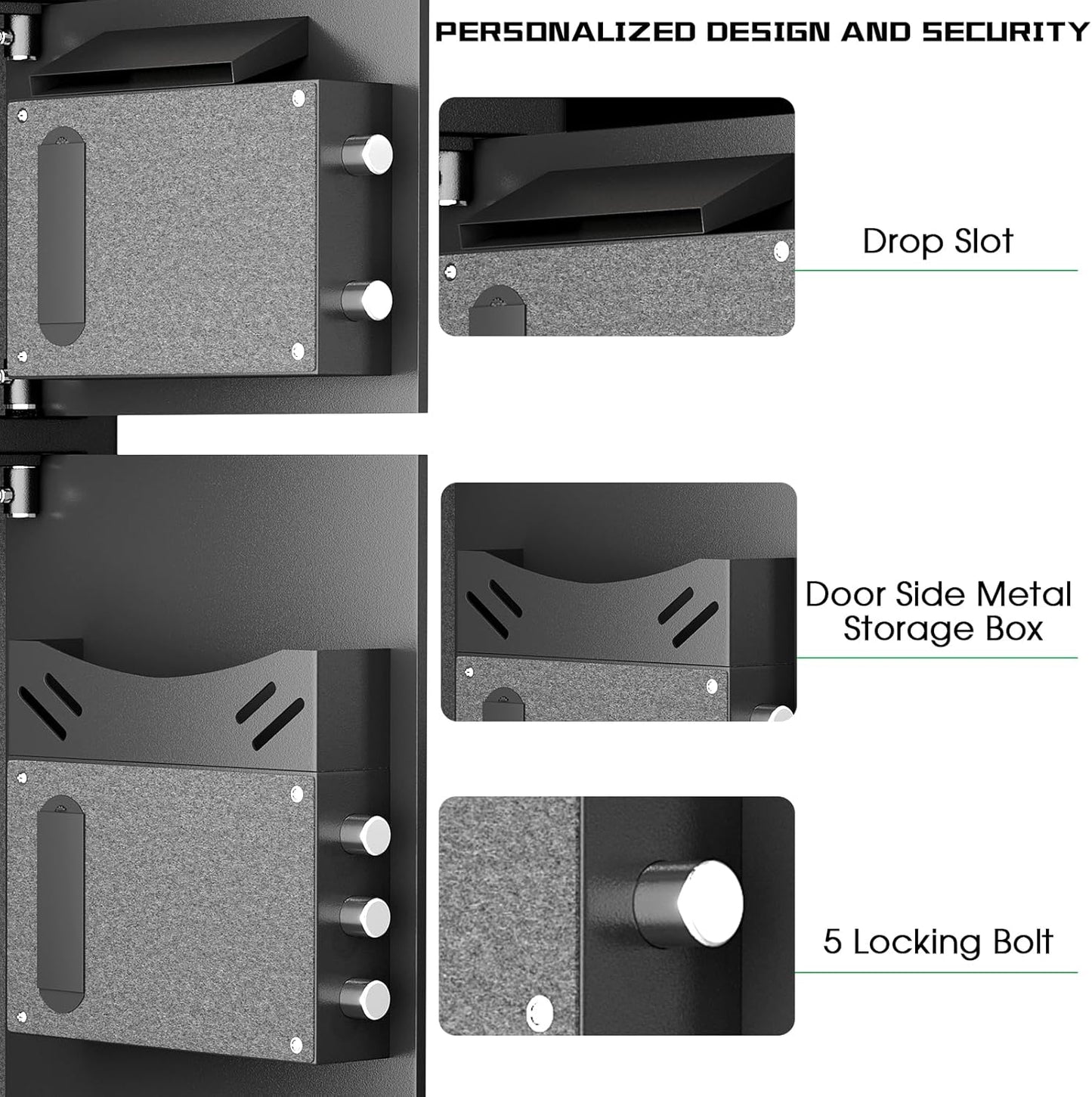 Large Double Door Safe Box Fireproof Waterproof, 6.0 Cu ft Security Safe with LED Light and Dual Alarm System, Home Safes Digital Keypad and Mute Function, Security Lock Box for Money and Valuables