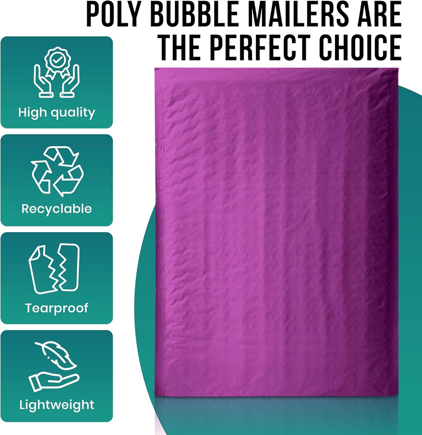 Levex - #000 4" x 8" [5 Pack] Purple Poly Bubble Mailers, Padded Envelope Mailers, Packing Envelope & Mailing Bags for Shipping