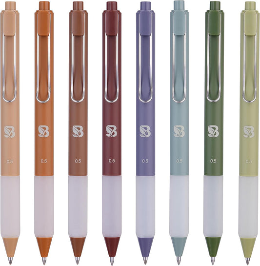 BLIEVE Gel Pens - Earthy, Matte Finish, Smooth Writing, No Bleed - For Journaling, Bible Notes, Drawing - Cute School Supplies, 8 Pack