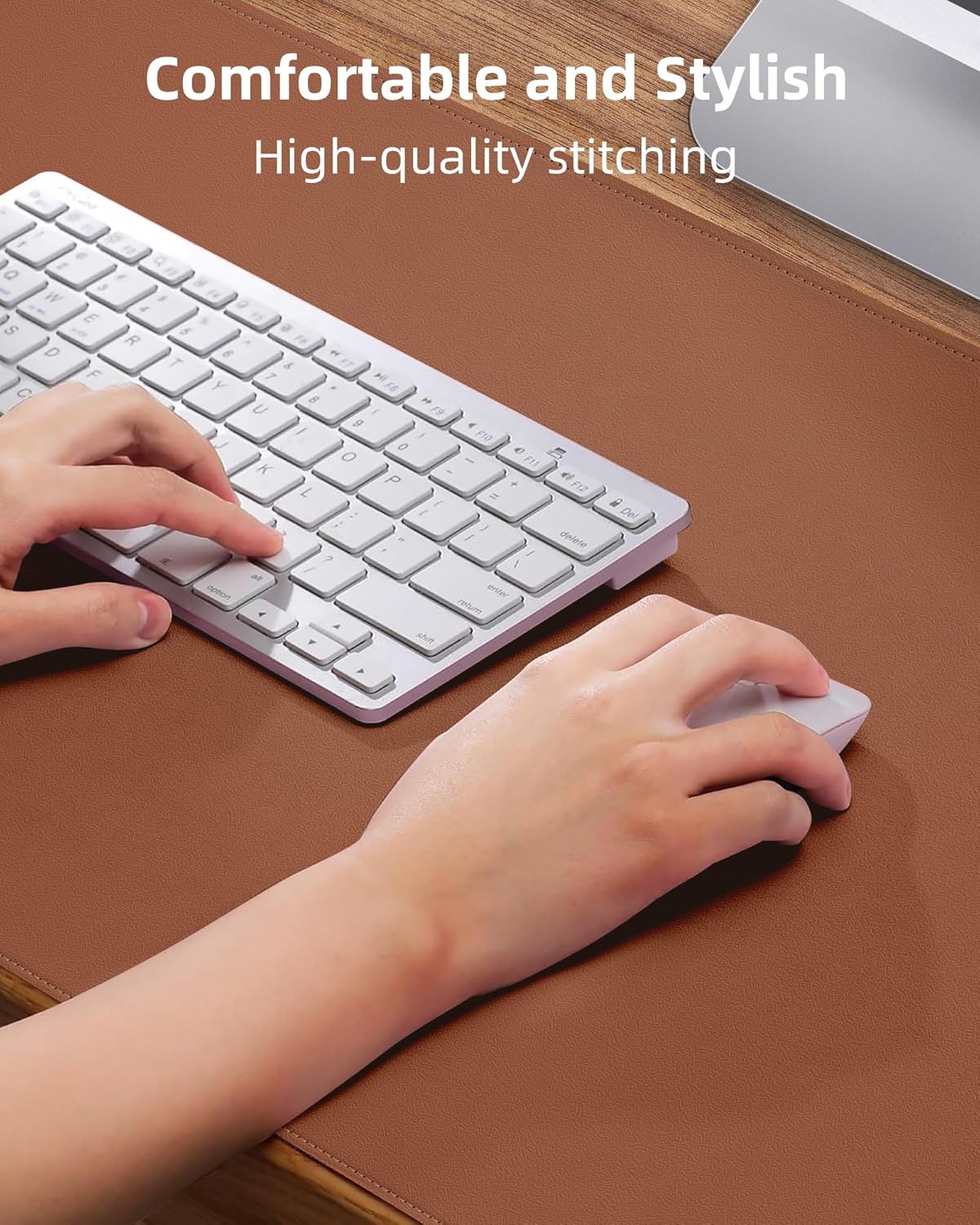Leather Desk Pad Protector,55"x17" - Premium Desk Mat, Office Desk Mat, Large Mouse Pad,Non-Slip Desk Blotter,Waterproof Desk Writing Pad for Office and Home(Brown)