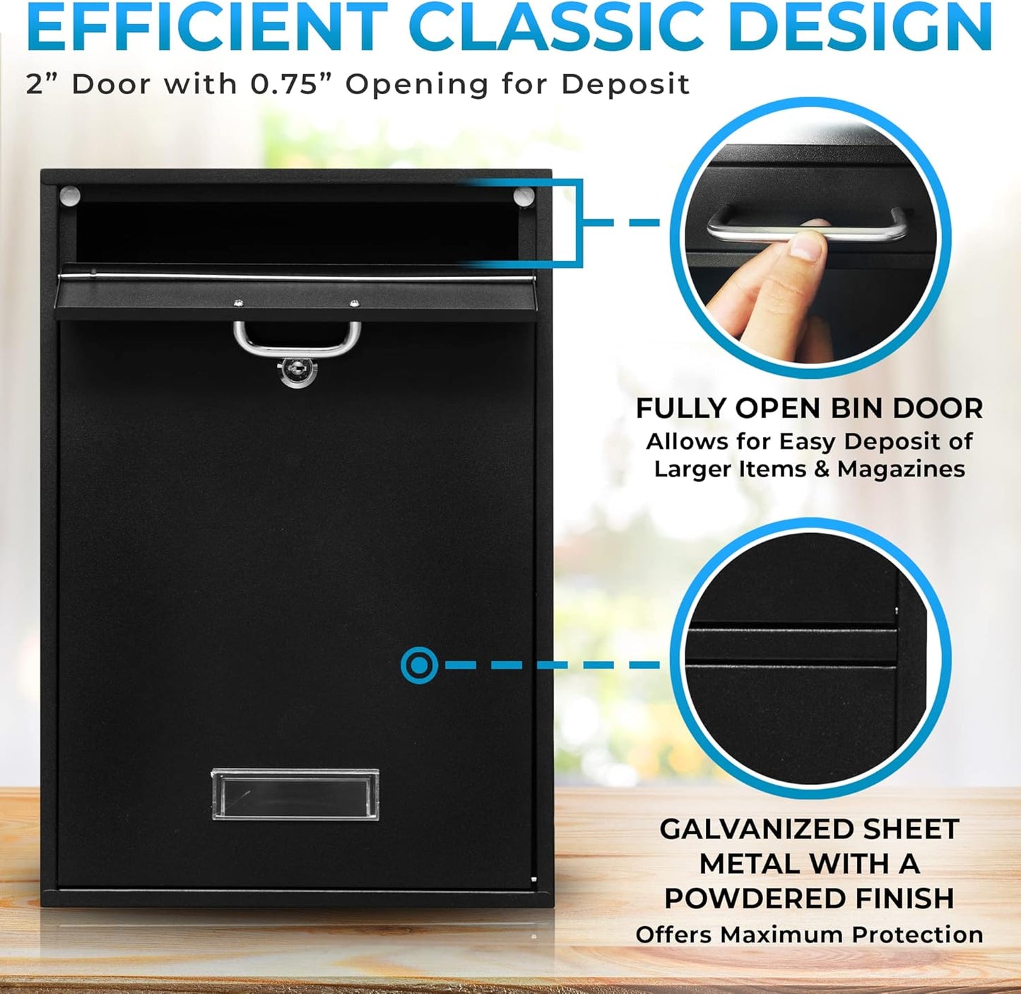 Wall Mounted Locking Vertical Dropbox Mailbox - Safe and Secure (Large) | Made with Galvanized Steel (Light Gray)