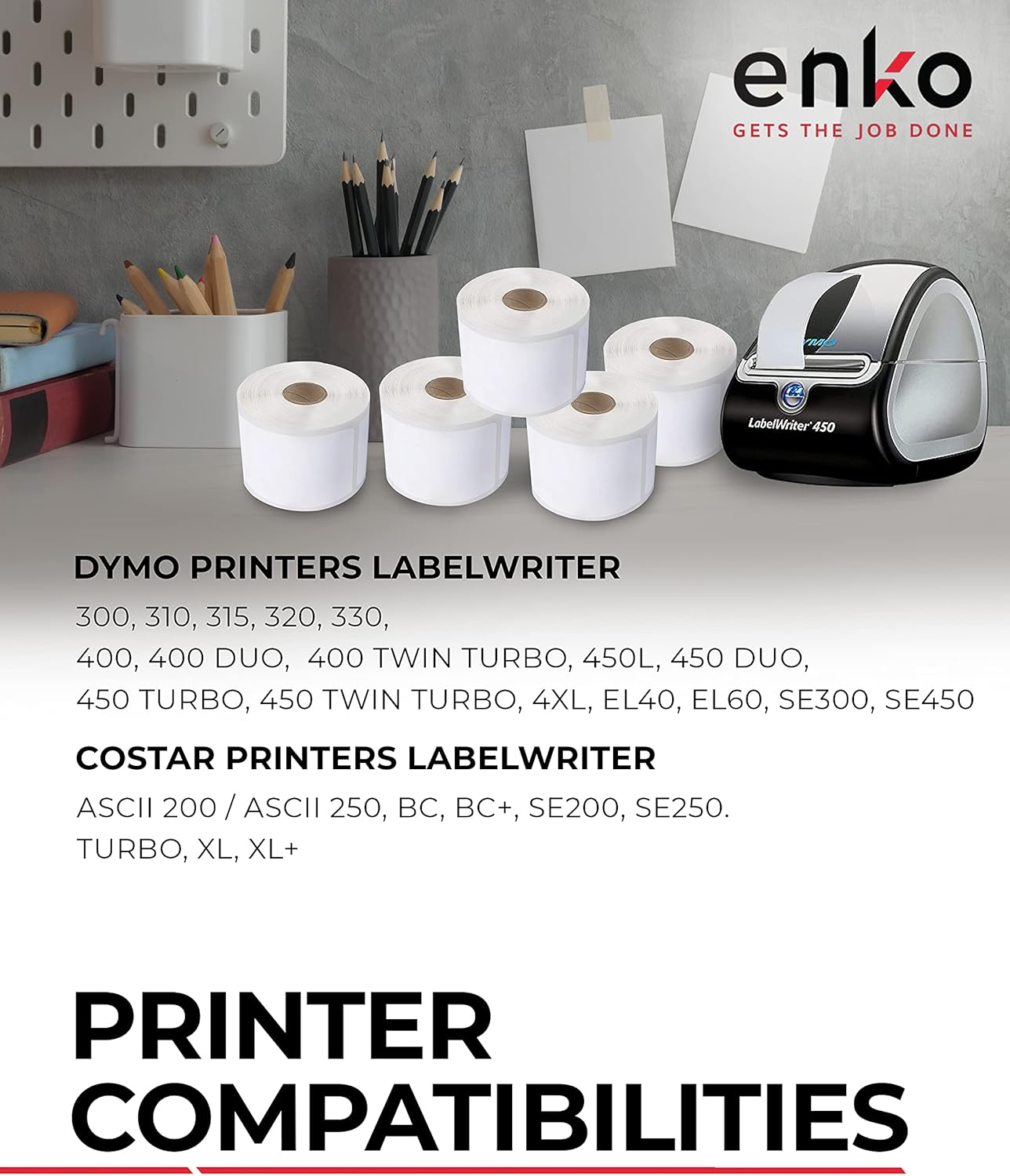 enKo (12 Rolls / 12000 Labels) 30334 Dymo Compatible Multipurpose Barcode (1-1/4" x 2-1/4")