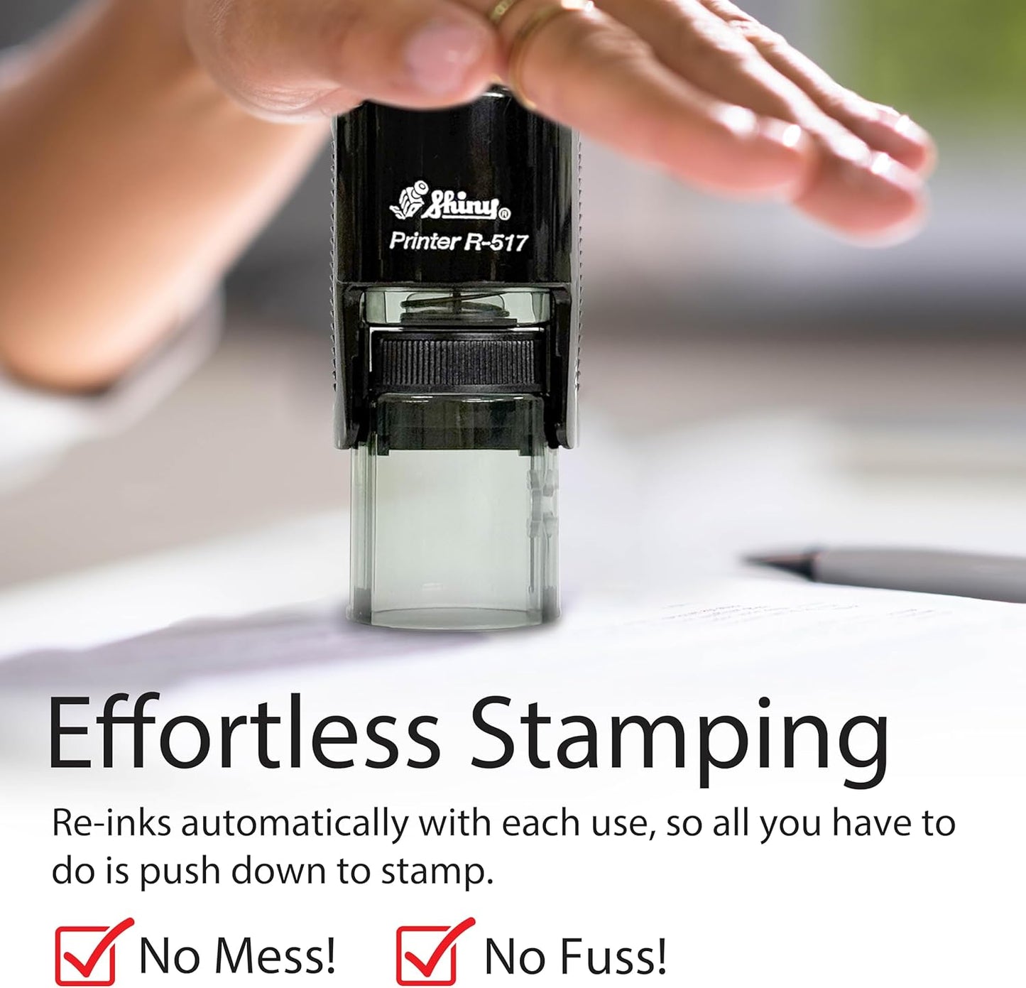 Shiny Well Done Teacher Stamp, Round Self Inking Stamp for Classroom, Red Ink