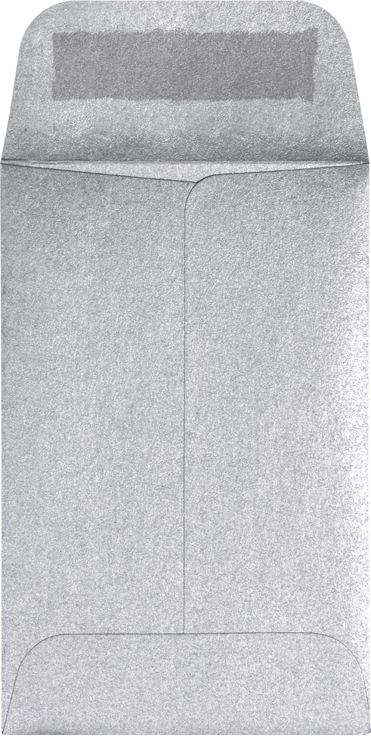 LUXPaper #1 Coin Envelopes | 2 1/4" x 3 1/2" | Silver Metallic | 80lb. Text | 50 Qty