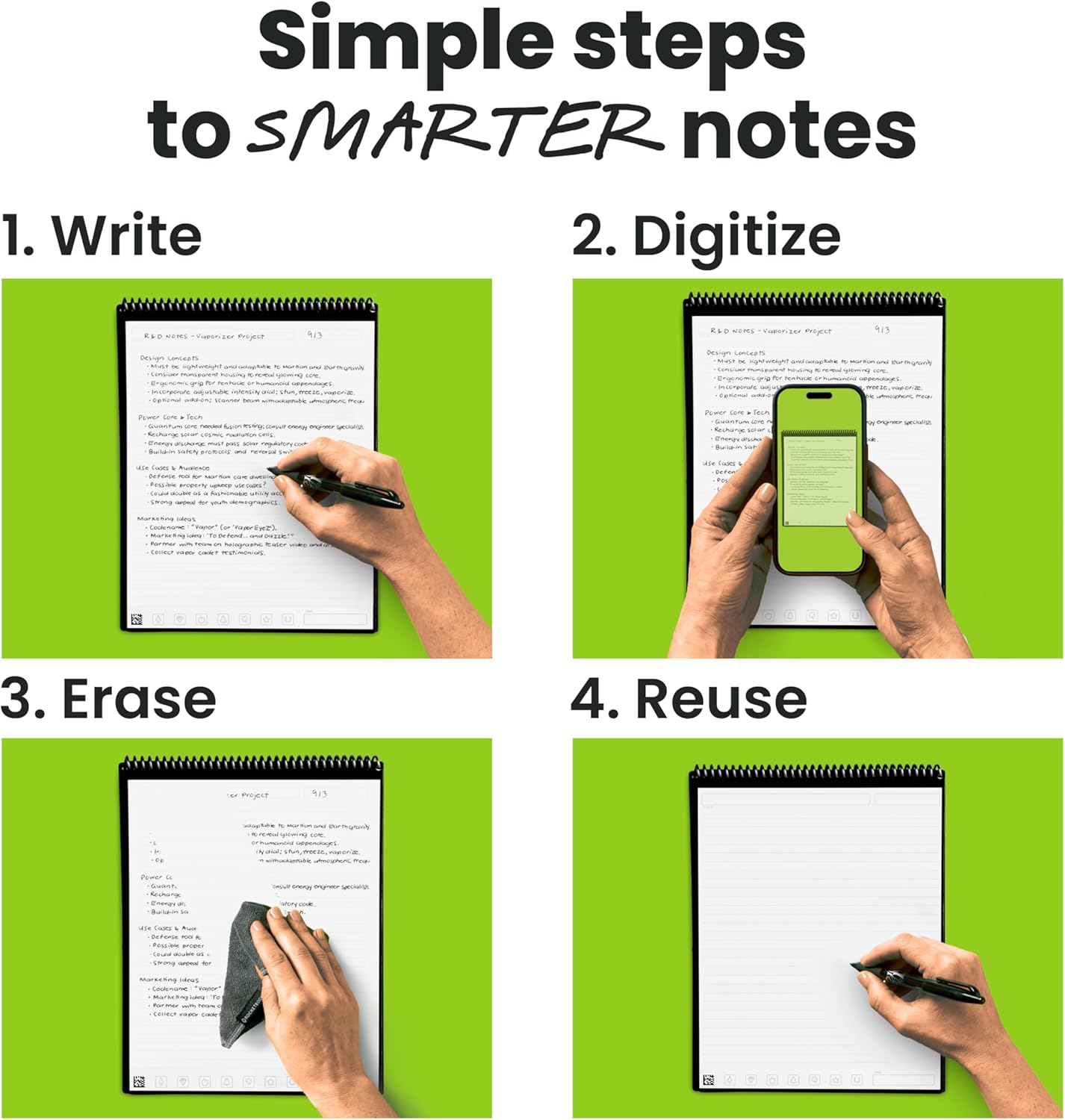 Rocketbook Flip Reusable Smart Notepad, Top Bound Notebook Letter Size 8.5x11, Teal - Lined and Dotted Pages, App-Connected, Erasable, Ideal for Righties and Lefties