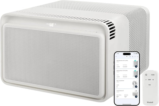 Windmill 6,000 BTU Window Air Conditioner - Quiet & Smart, Cools up to 250 Sq. Ft. - Easy Install No Assembly, App/Wi-Fi, Voice-Enabled, Remote Control