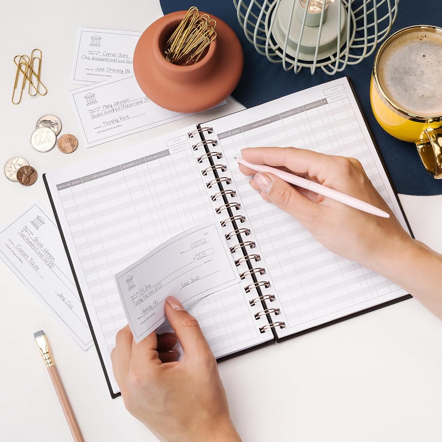 Clever Fox Check Register for Personal Checkbook – Checking Book Register – Checkbook Register – Accounting Ledger Book – 3968 Entry Lines, 6.1" x 8.3", Spiral Binding, Hardcover, Black