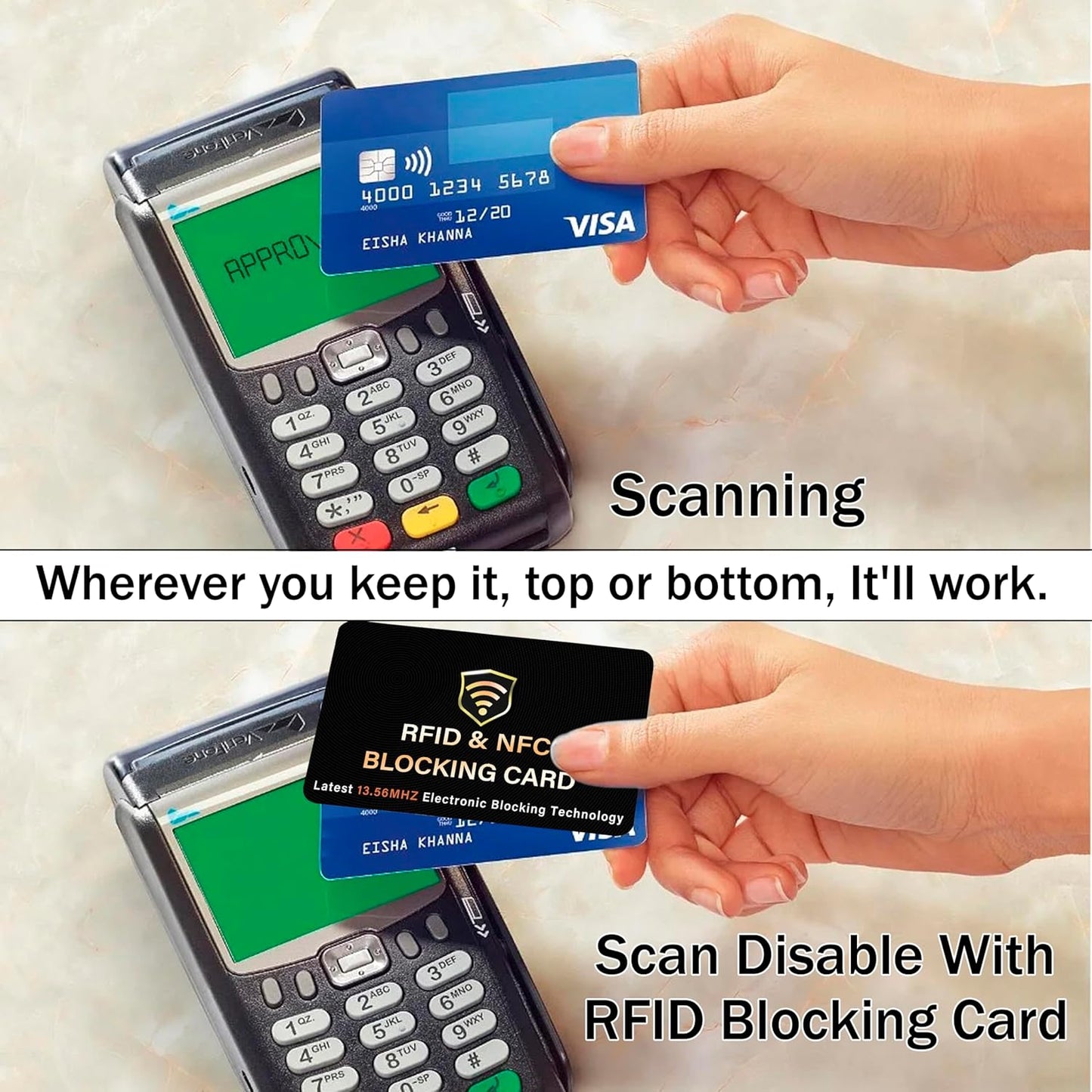 SaiTech IT 3 Pack RFID Blocking Card, One Card Protects Entire Wallet Purse, NFC Contactless Bank Debit Credit Card Protector ID ATM Guard Card Blocker–(Black)