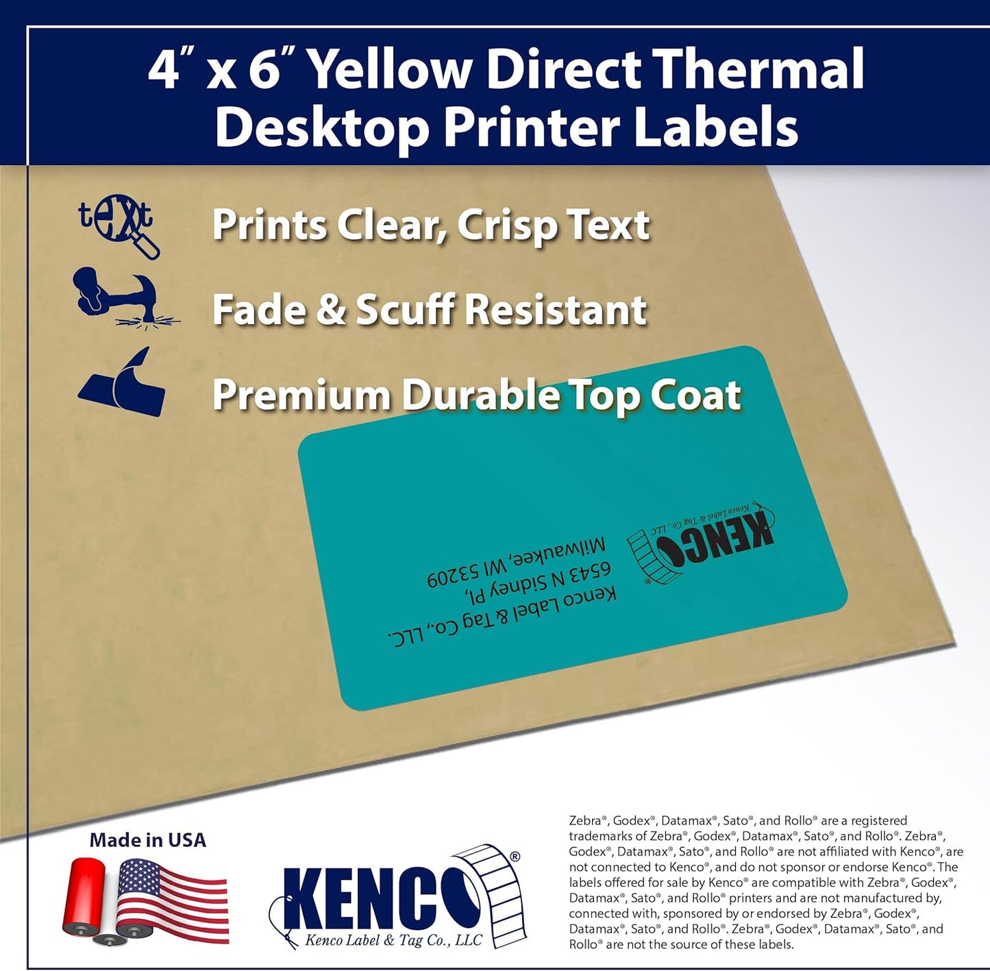 4" X 6" Direct Thermal Perforated Stickers Labels for Shipping Labels, Inventory, and Color Coding - Compatible with Zebra, Rollo, Godex and More (Teal, 1 Rolls)