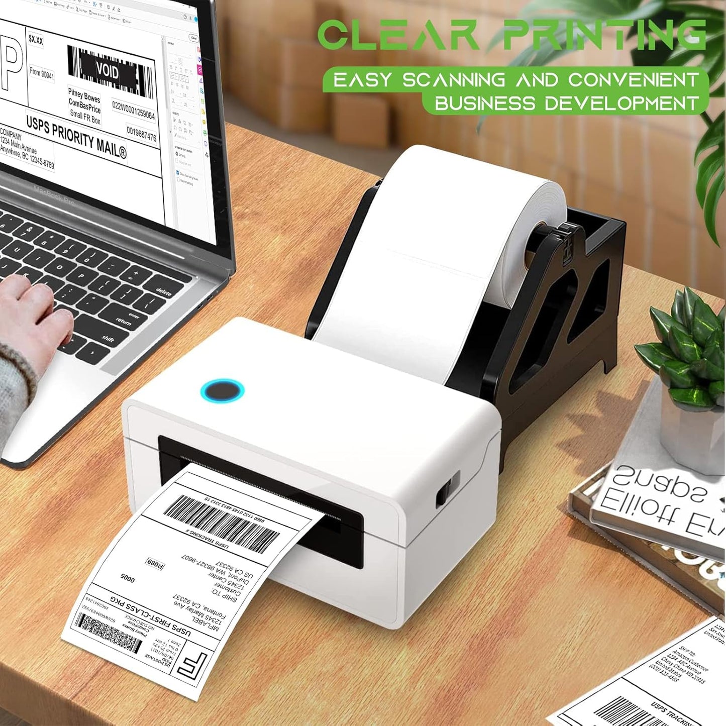 MFLABEL® 12 Rolls of 450 Labels 4x6 Direct Thermal Shipping Labels for Zebra 2844 ZP-450 ZP-500 ZP-505