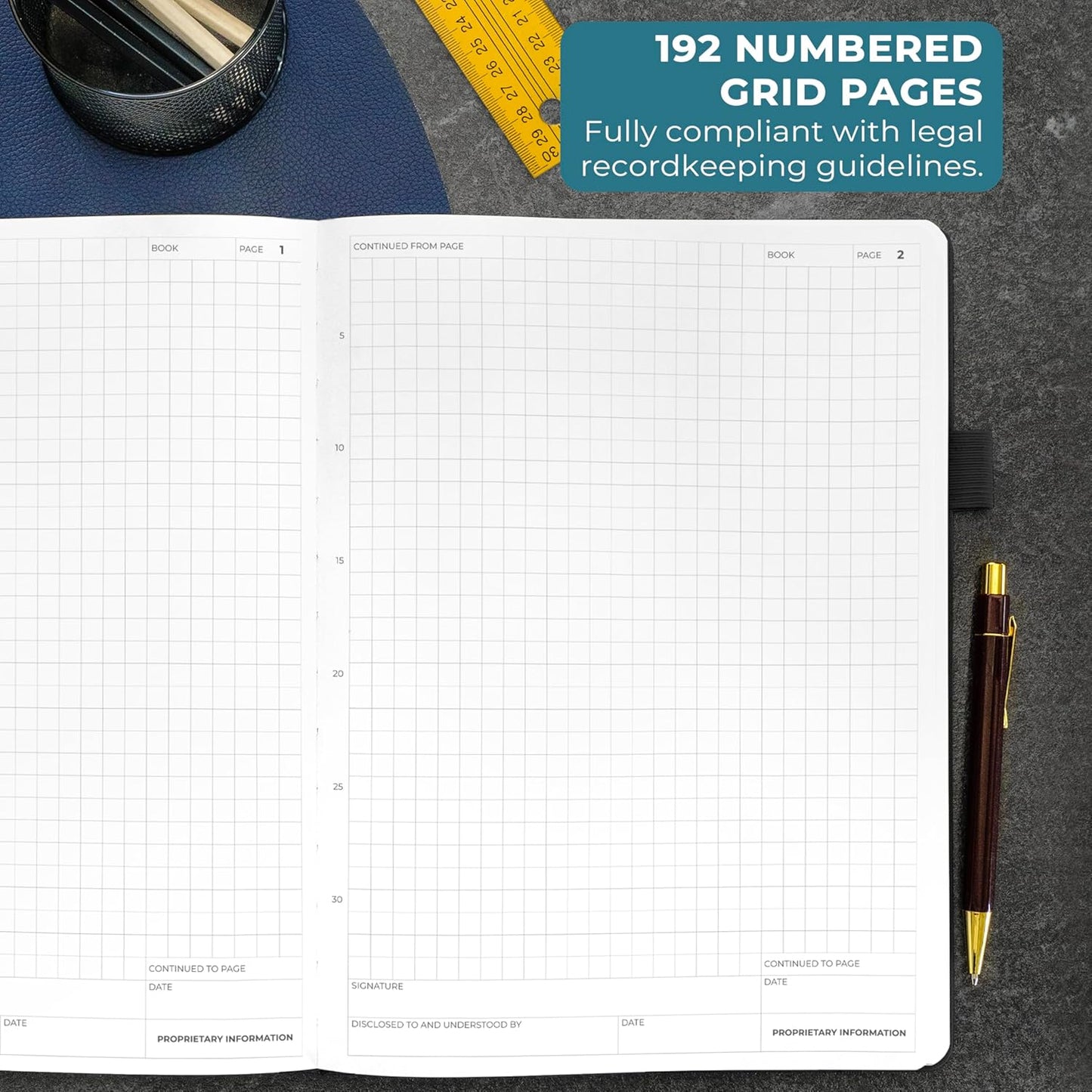 Clever Fox Engineering Notebook – Hardcover Grid Notebook with Numbered Pages, Table of Contents – Patent, Lab & Invention Journal for Engineers & STEM (Black)