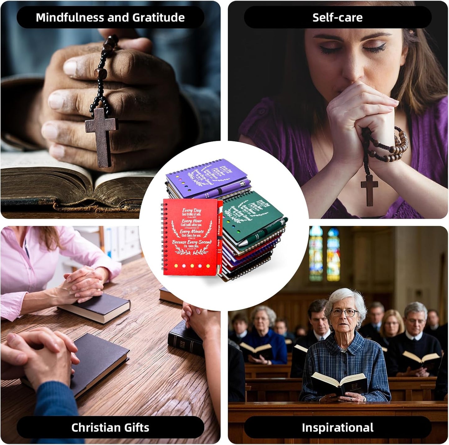 40 Pcs Bulk Christian Gifts Prayer Journal for Woman - 20 Set Religious Notepad with Christian Pen - Bible Notebook - Church Gifts for Inspirational, Bible Study, Devotions (Colorful)