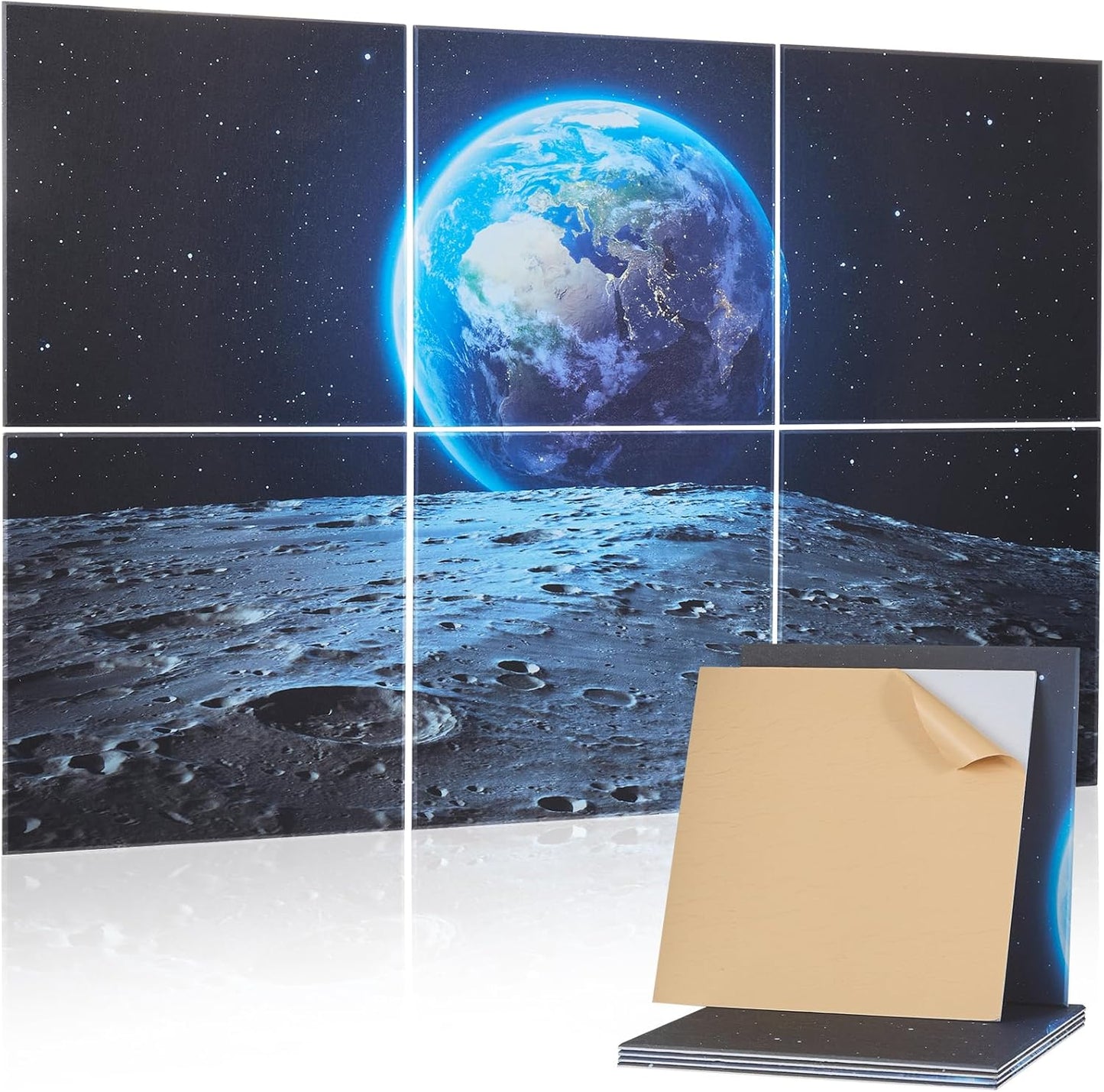 VEVOR 6 Pack Art Acoustic Panels, 70.87 x 47.24 x 0.4 inch Soundproof Wall Tiles, Self Adhesive Decorative Sound Dampening Absorbing Boards for Home, Office, Studio, Gaming Room,Theater, Earth