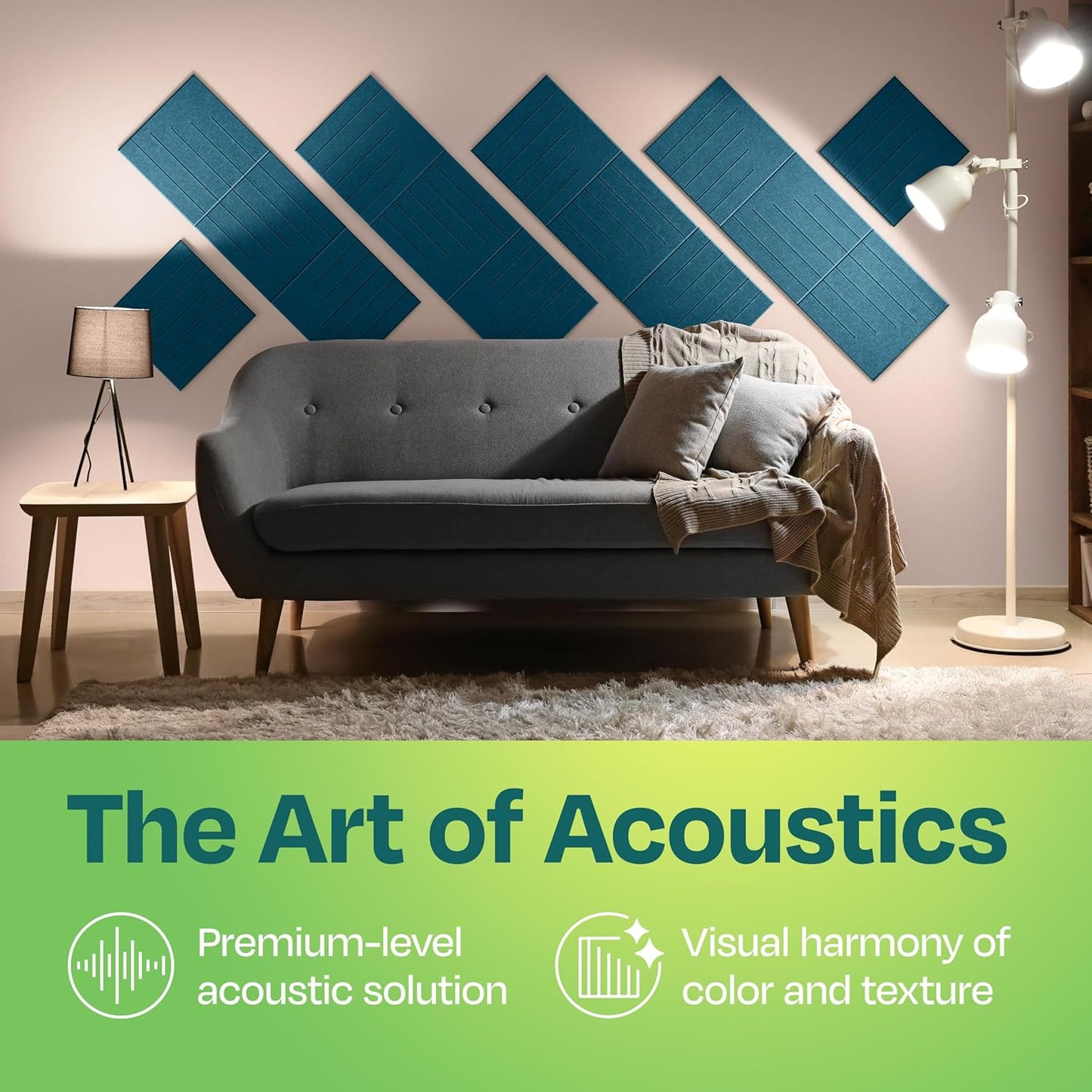 Acoustic Panels 12-Pack Soundproof Wall Panels 12"x12"x0.4" Decorative Sound Dampening for your Home, Office, Studio, Bedroom & More with Unique LineWave Carving [Ocean Turquoise]