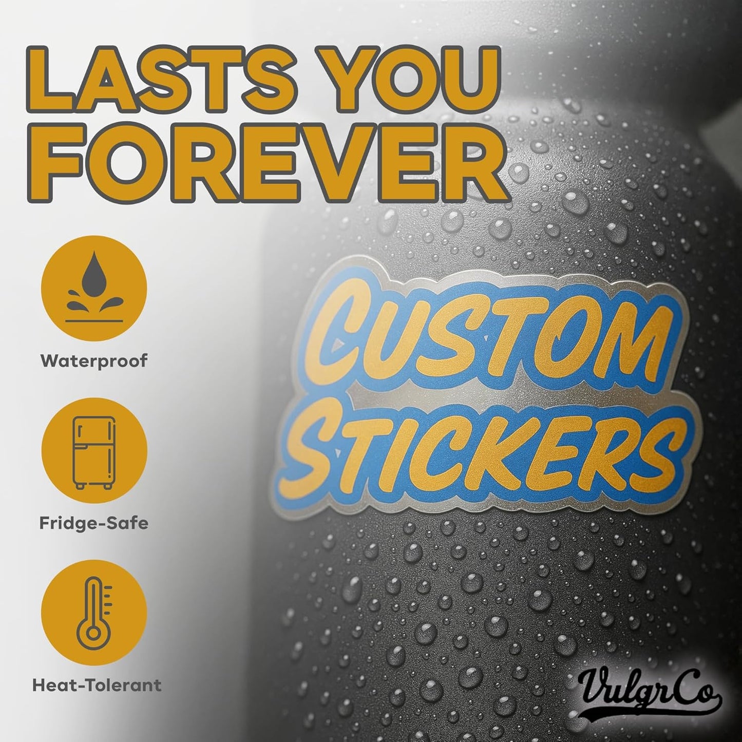 VulgrCo Personalized Custom Individually Die Cut Stickers Decals for Fun, Business, Weddings, Birthdays, Gifts Waterproof (Reflective)