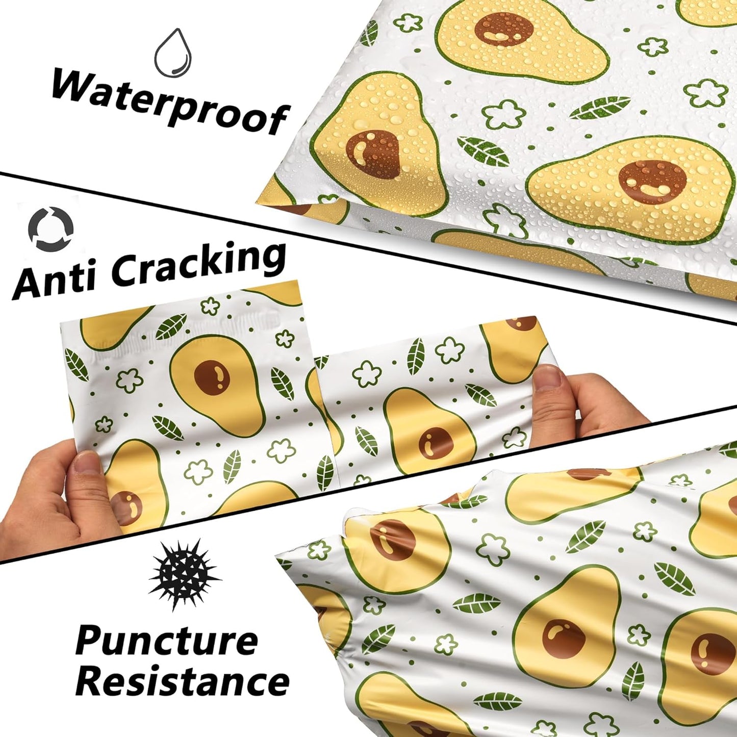 Poly Mailers 14.5x19 Inch 50 Pcs - Avocado printed Shipping Bags, 2.4mil Thickness, Waterproof and Tear Resistant Mailing Envelopes, Self-Sealing Packaging Bags for Small Business