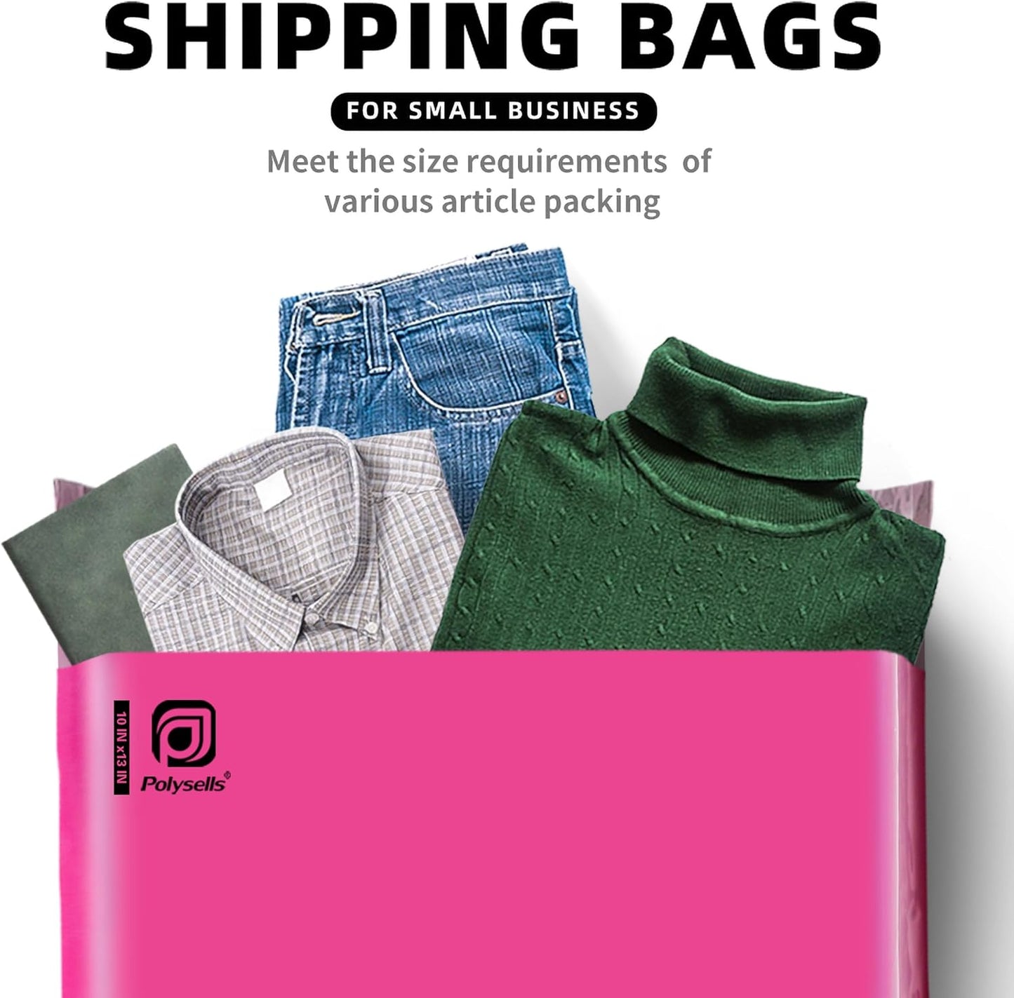 POLYSELLS 100 pcs 10x13 Inches Pink Poly Mailers Shipping Envelopes, Strong Adhesive Sealing, Waterproof, and Tear-resistant Postal Mailing Bags for Clothing, Books, and Accessories