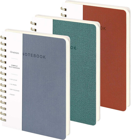 Lined Spiral Notebook College Ruled A5 Journal Book for Note Taking, 160 Pages Writing Journal for Office and Home School Supplies 5.75 x 8.125 inch (Reefblue Green Brown)