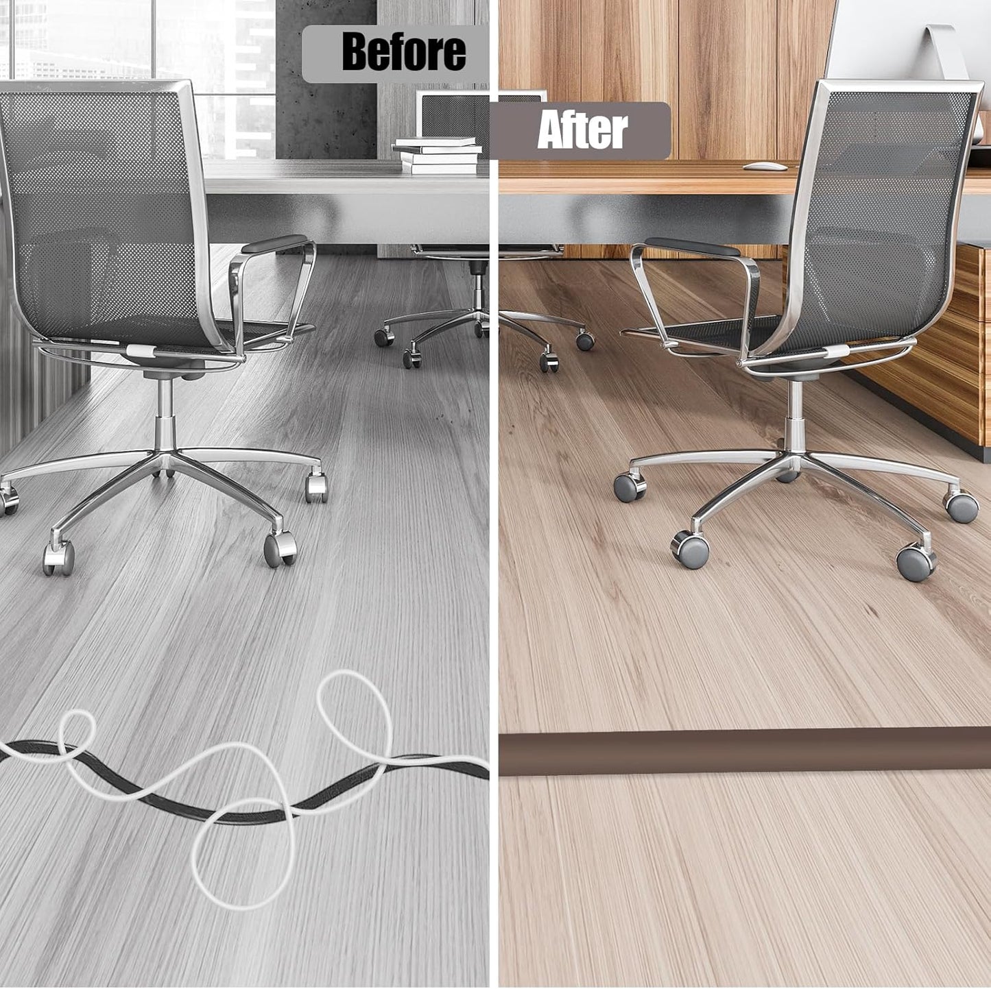 Floor Cord Cover Cable Cavity Self Adhesive Cord Hider Floor 10FT Floor Cable Management Power Cord Protector Floor Electric Cord Covers for Offices, Gym, Exhibitions (CoffeeBrown, 1.57" x 10')
